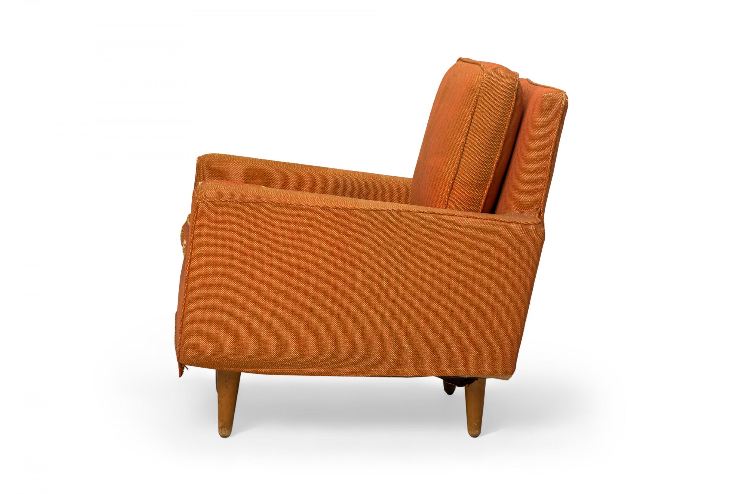 Mid-Century Modern Florence Knoll for Knoll International American Mid-Century Orange Upholstered L For Sale