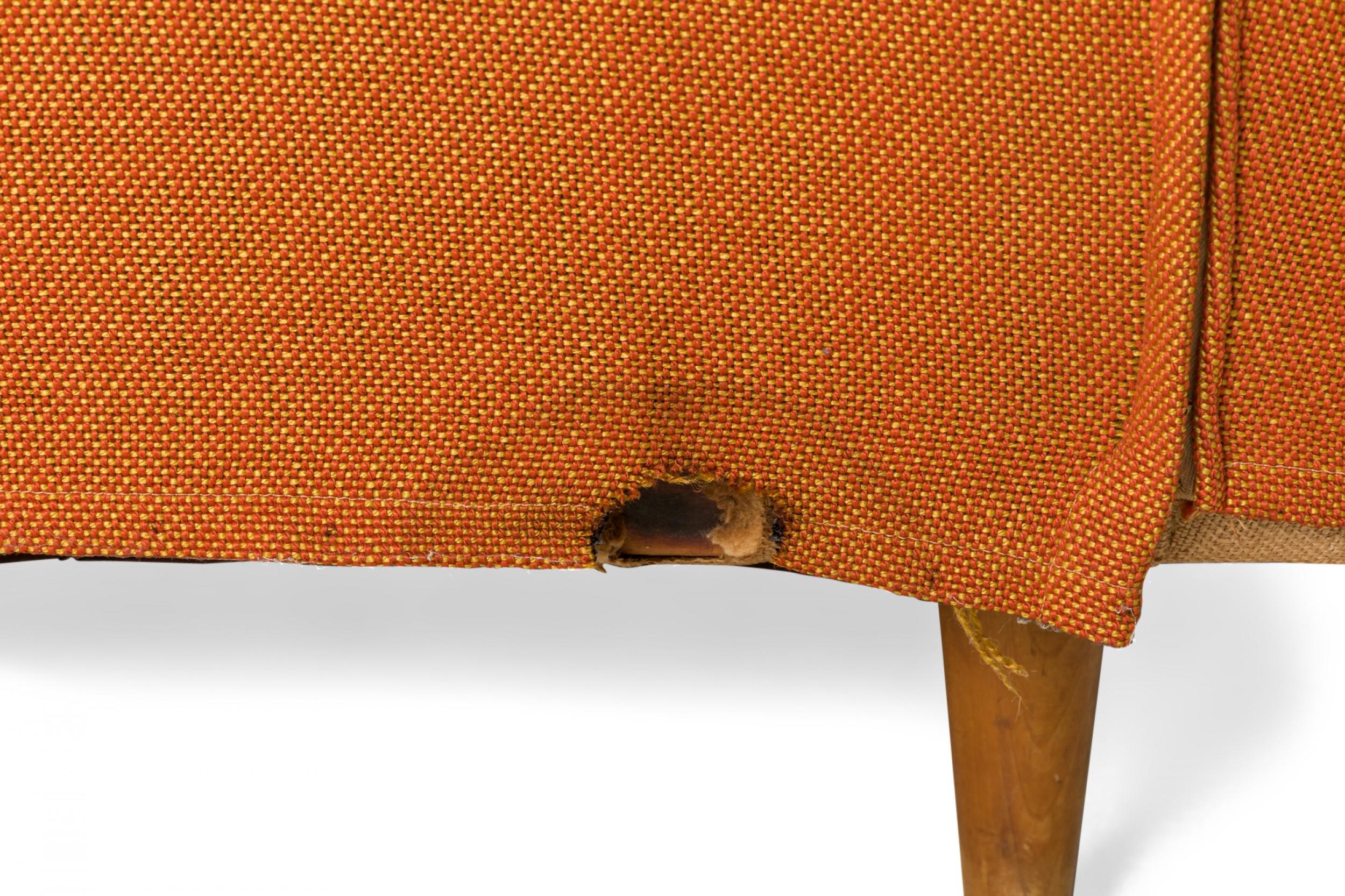 Florence Knoll for Knoll International American Mid-Century Orange Upholstered L For Sale 1