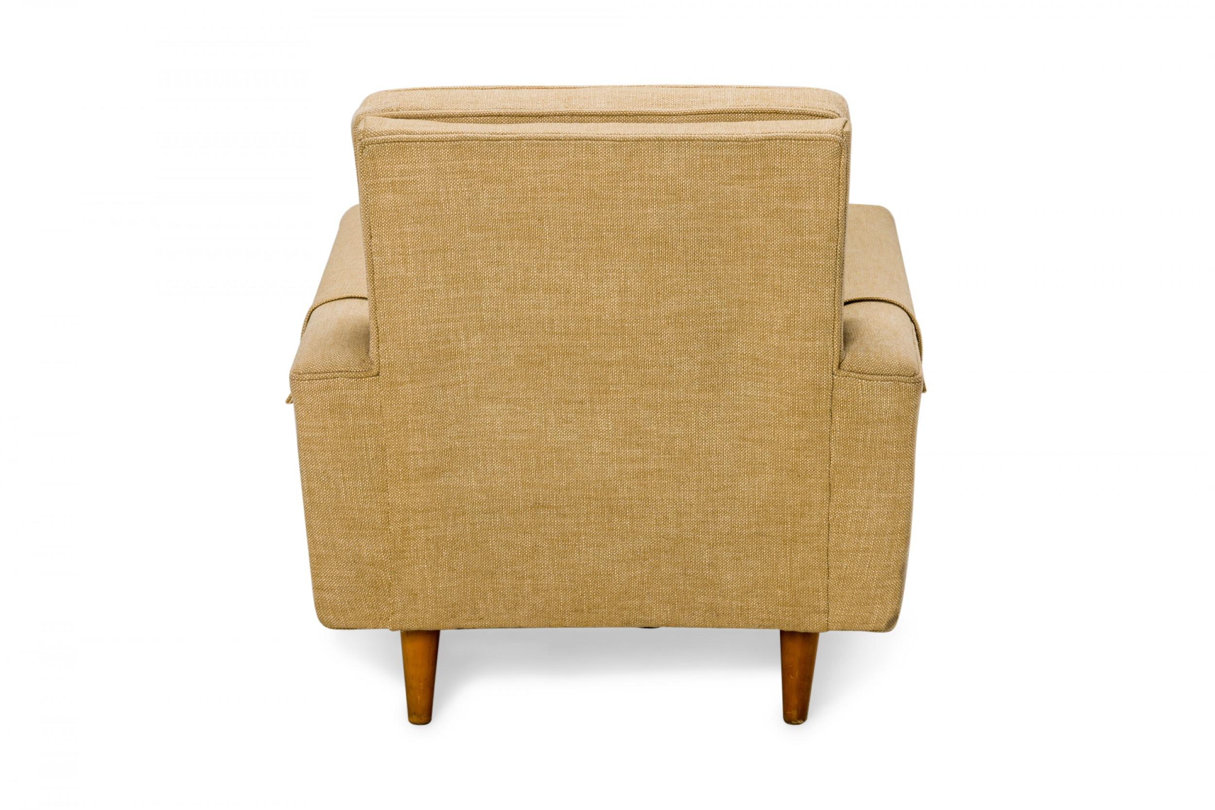 American Florence Knoll for Knoll International Beige Fabric Upholstered Lounge Armchair For Sale