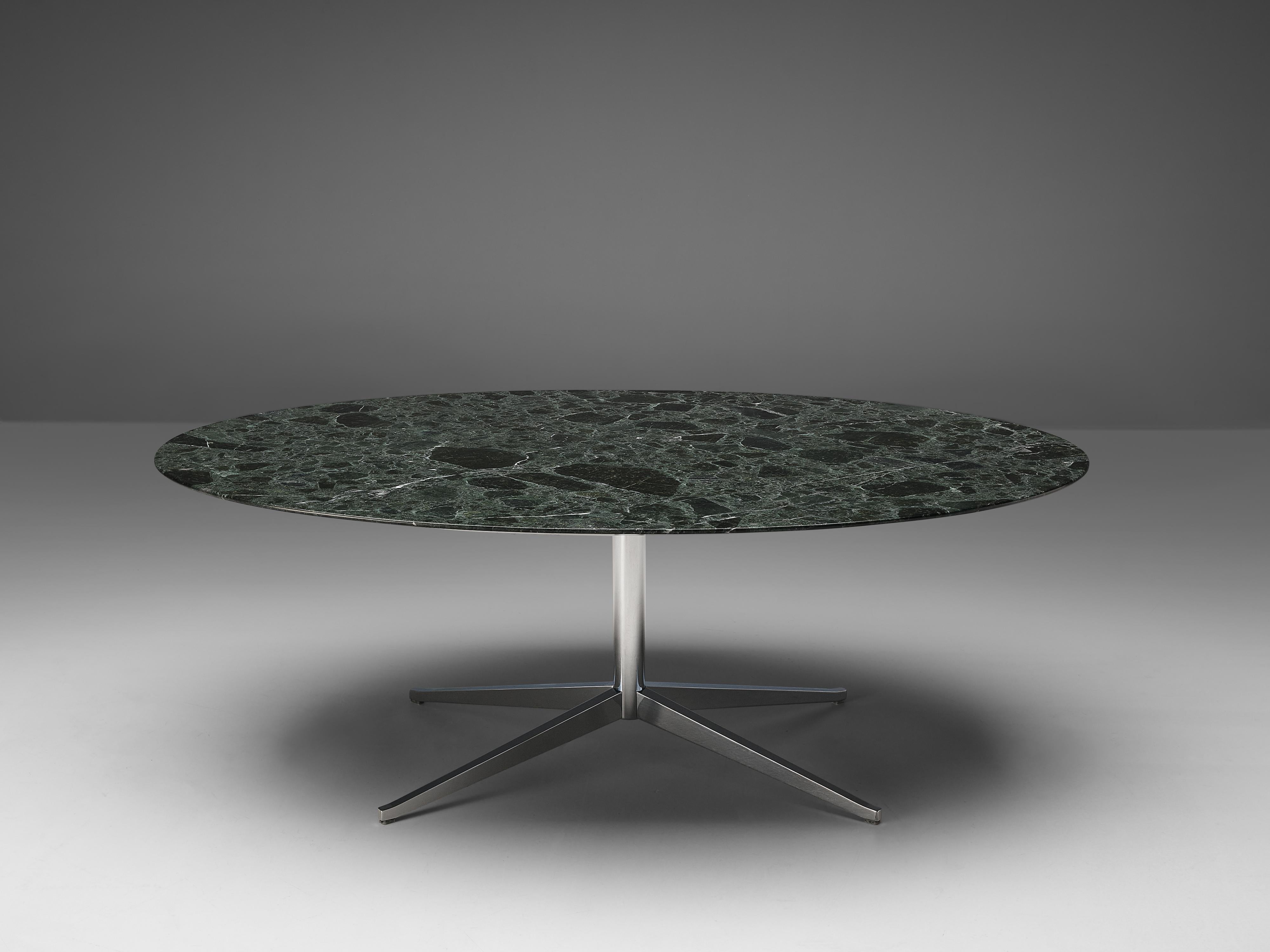 Florence Knoll for Knoll International, dining table model 78, marble, metal, United States, design 1961

Florence Knoll designed this table that can function as a desk as well as a dining table features an oval top in beautiful green marble. The