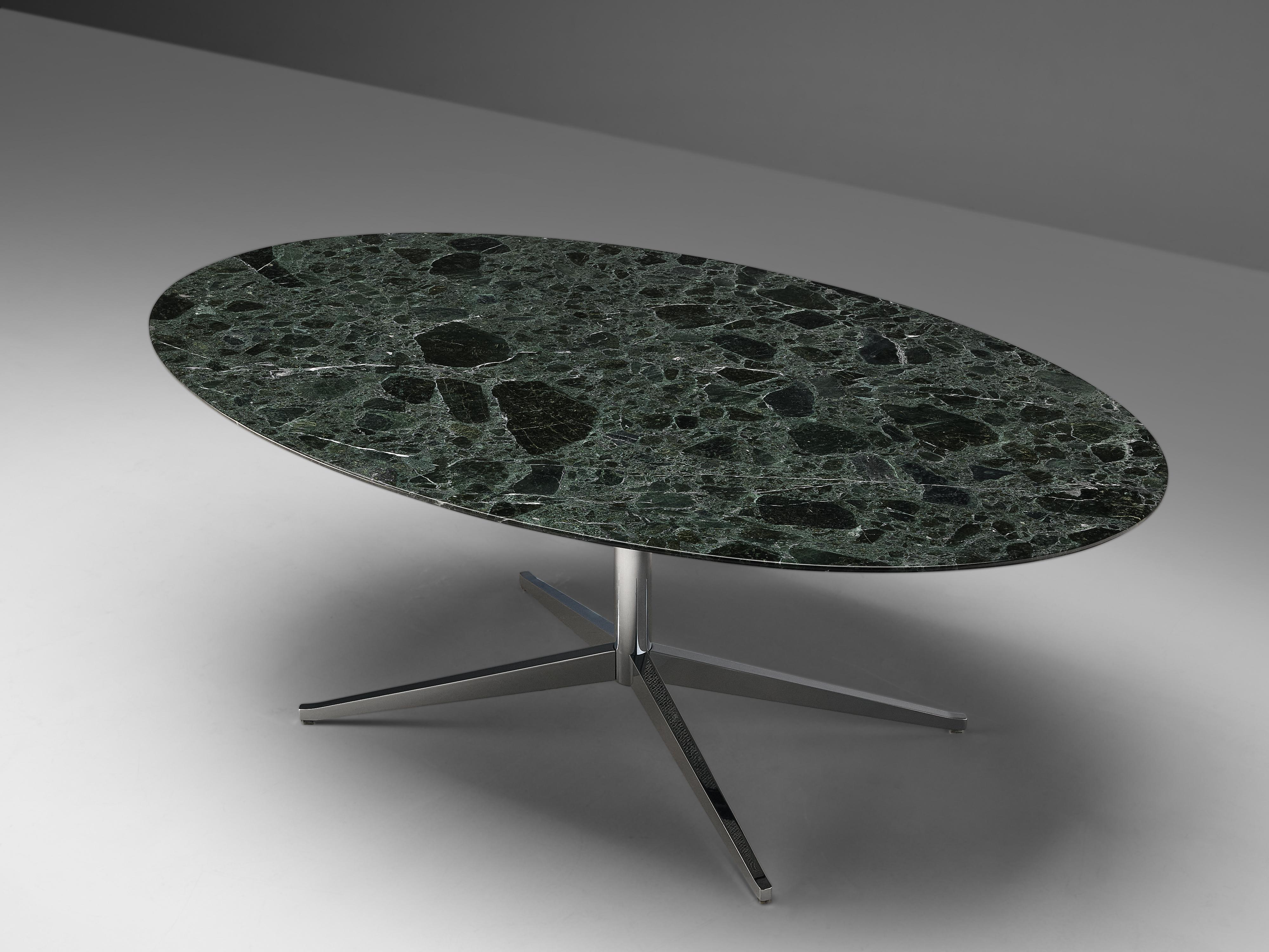 Mid-20th Century Florence Knoll for Knoll International Oval Dining Table in Green Marble
