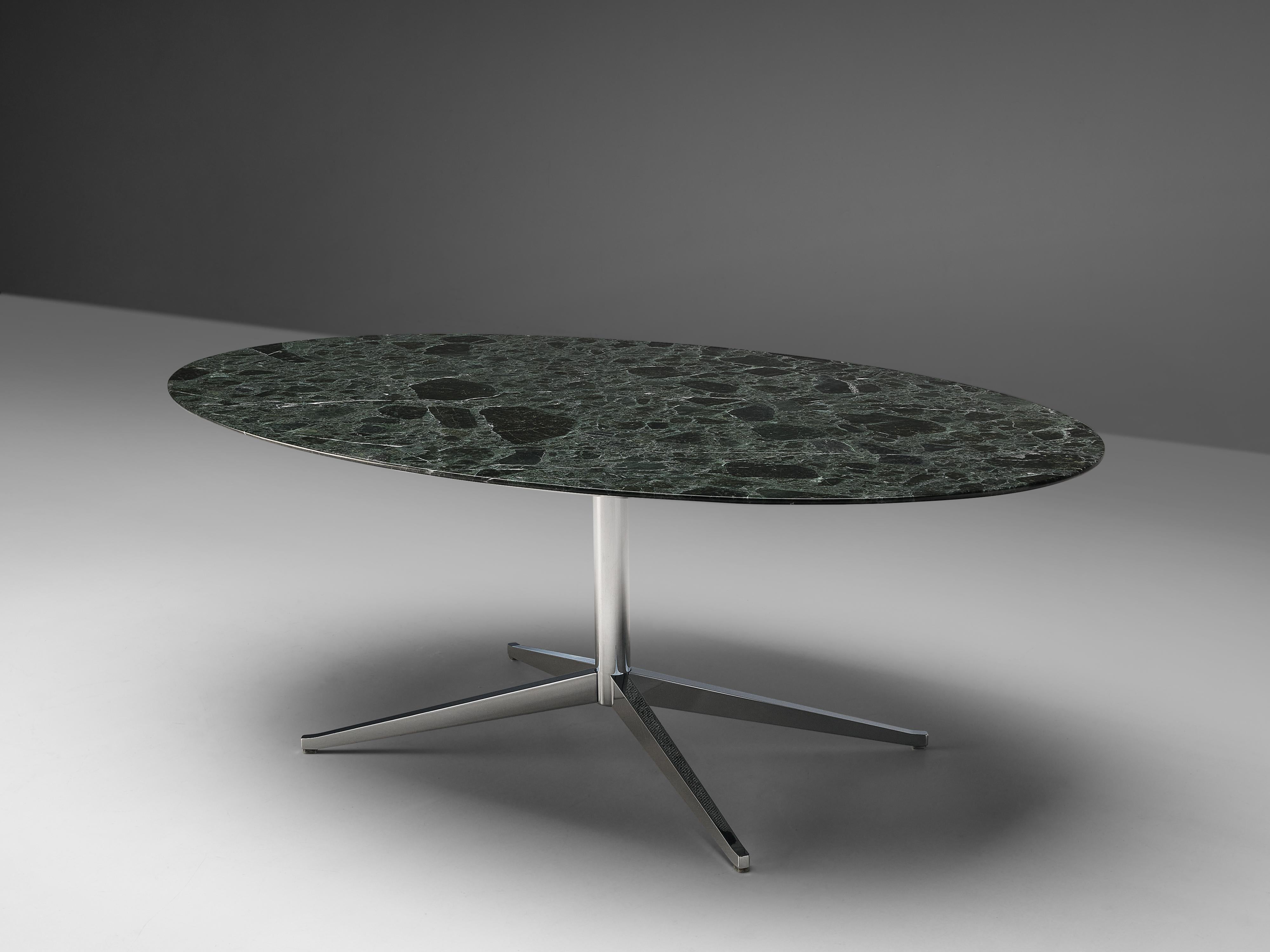 Florence Knoll for Knoll International Oval Dining Table in Green Marble 3