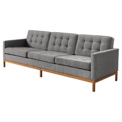 Florence Knoll for Knoll International Sofa in Teak and Grey Upholstery 