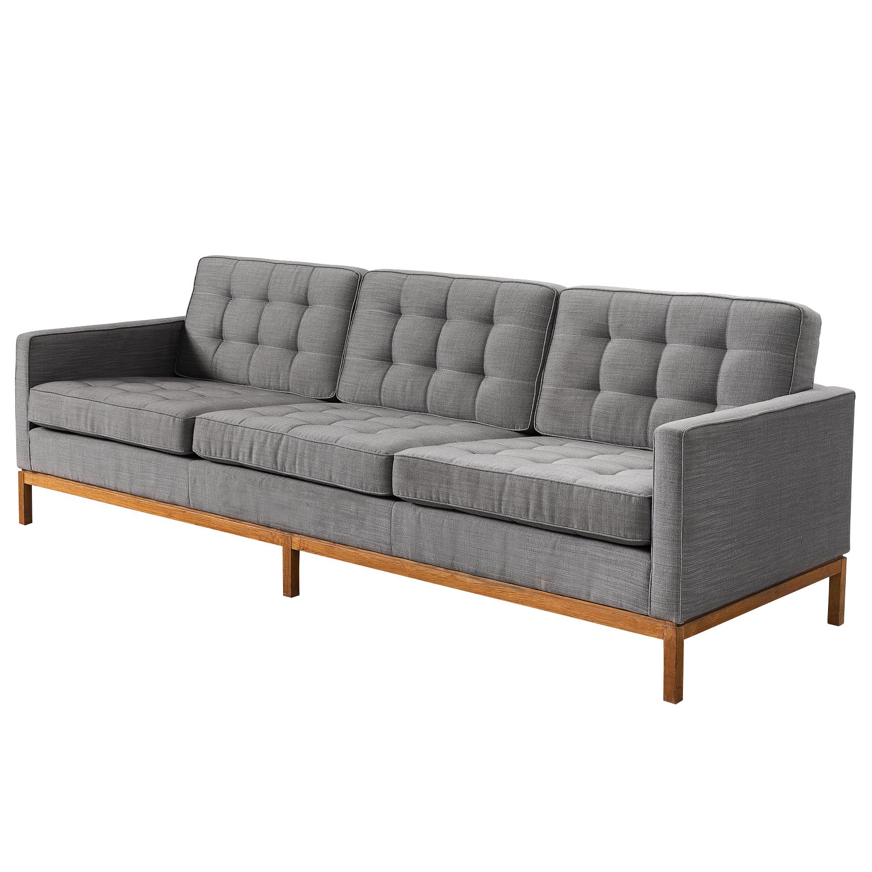 Florence Knoll for Knoll International Sofa in Teak and Grey Upholstery