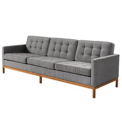 Vintage Florence Knoll for Knoll International Sofa in Teak and Grey Upholstery