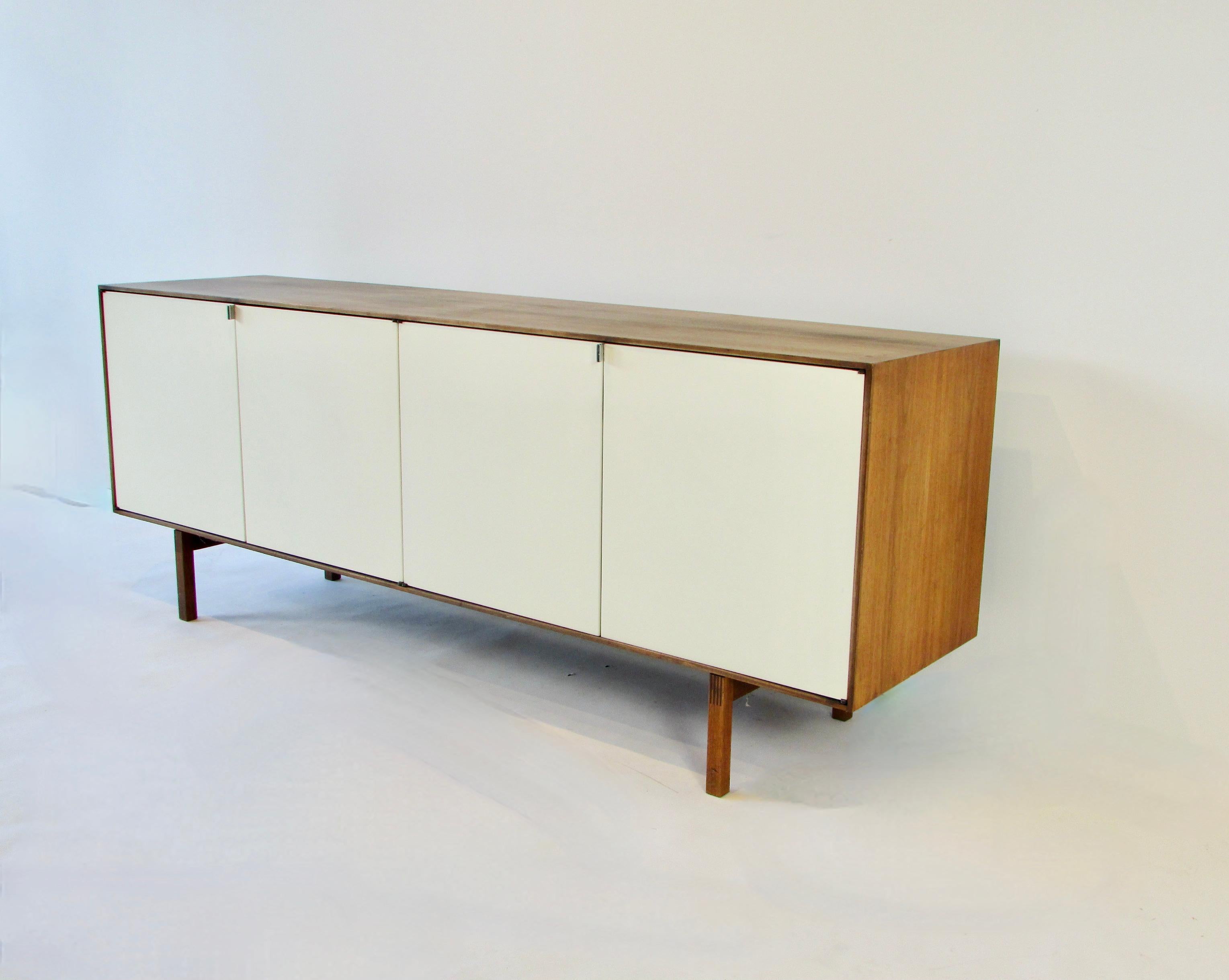 American Florence Knoll for Knoll Model 541 Walnut Credenza with White Lacquer Doors