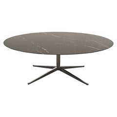 Florence Knoll for Knoll Oval Table Desk / Conference Table in Black Marble, 78"
