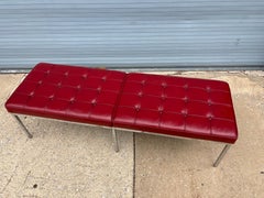 Florence Knoll for Knoll Ox Blood Leather Bench, 2 Available