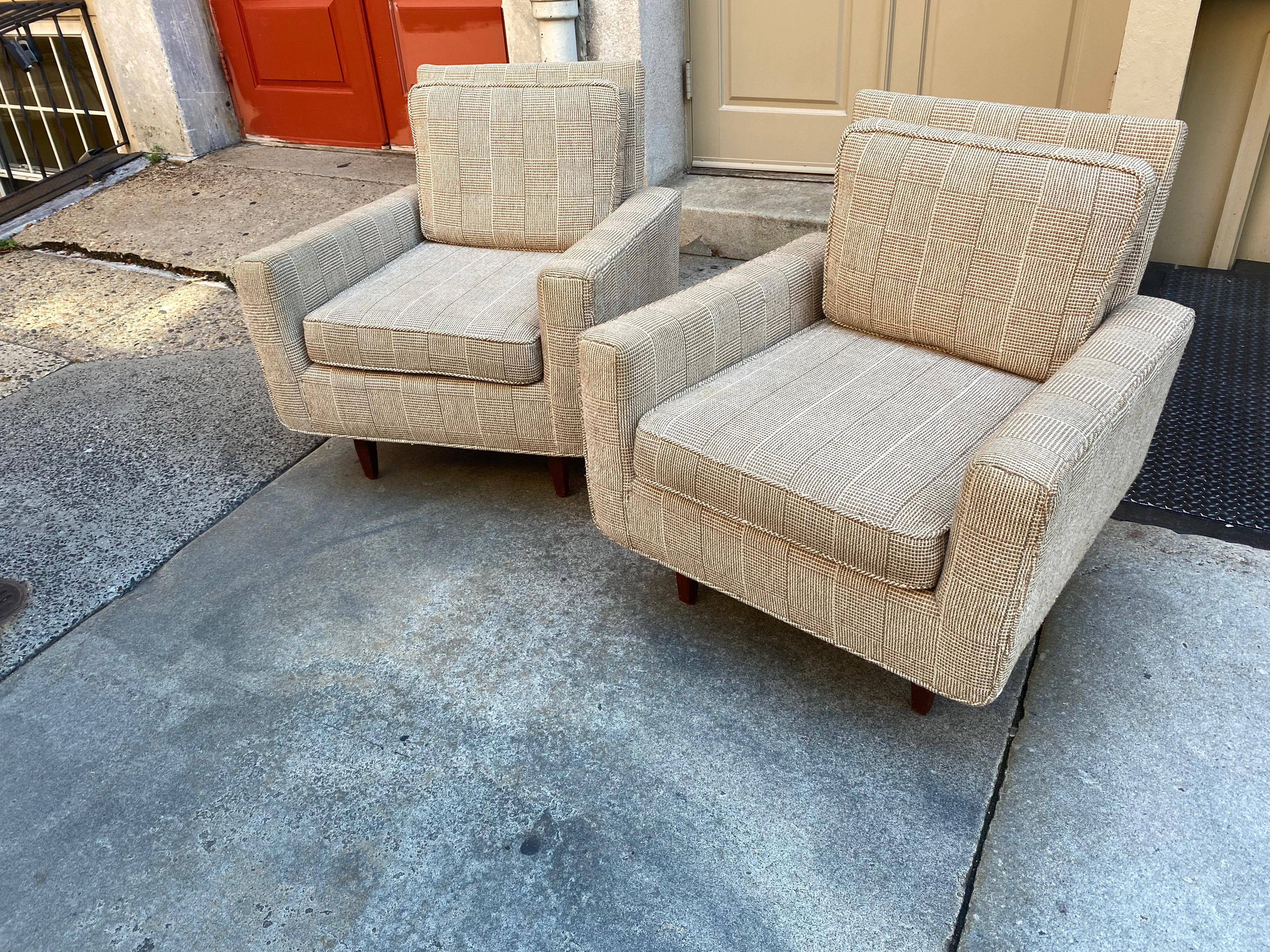 Florence Knoll for Knoll Early armchairs. Original Wool Fabric! New Foam has been replaced on Seat Cushions and Chairs have been Cleaned! Rare to find in Original Condition! Bought from Original Owners almost 20 years ago and then sold to a Local