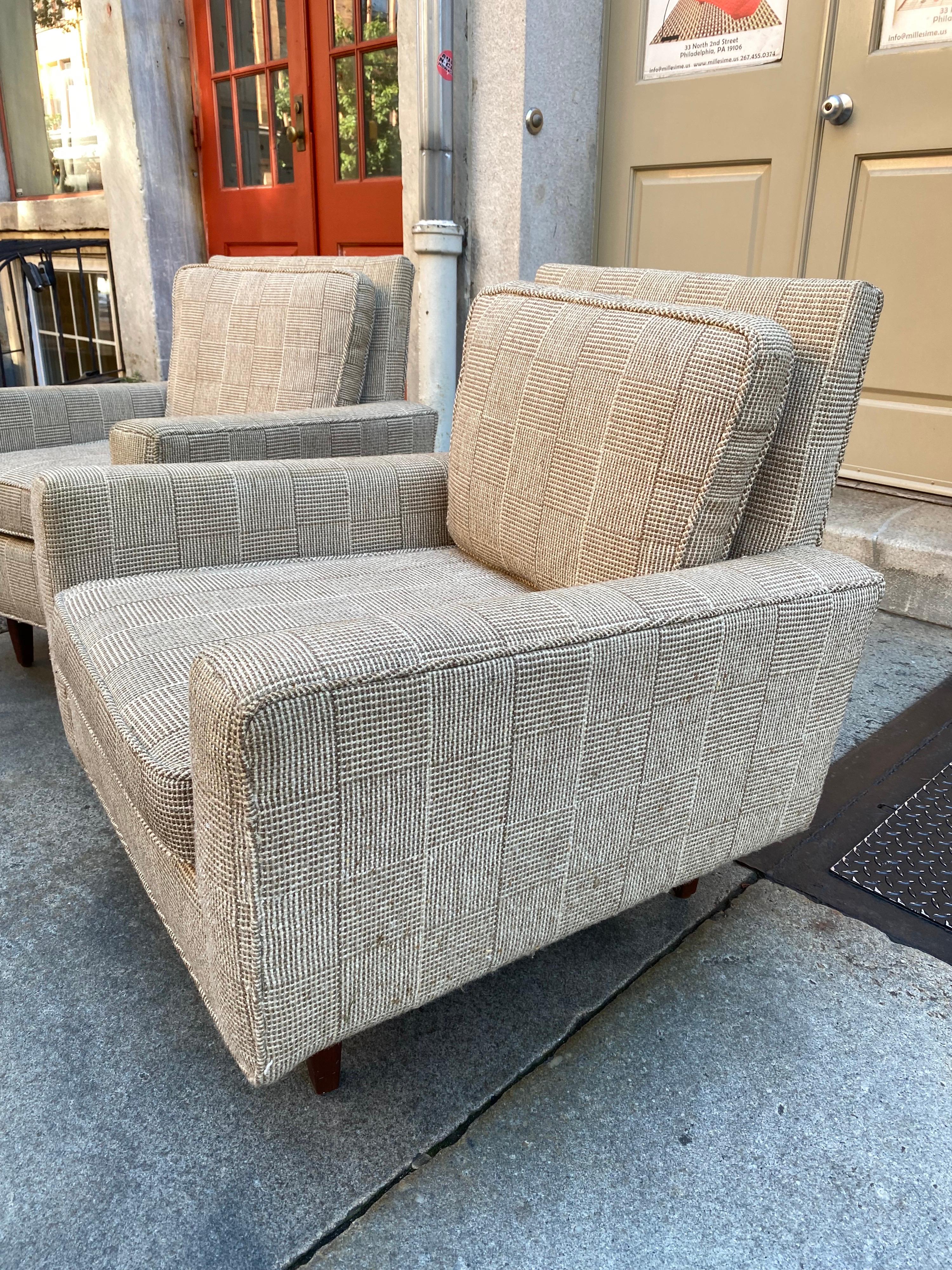 Mid-Century Modern Florence Knoll for Knoll Pair of Lounge Chairs/ Original Fabric