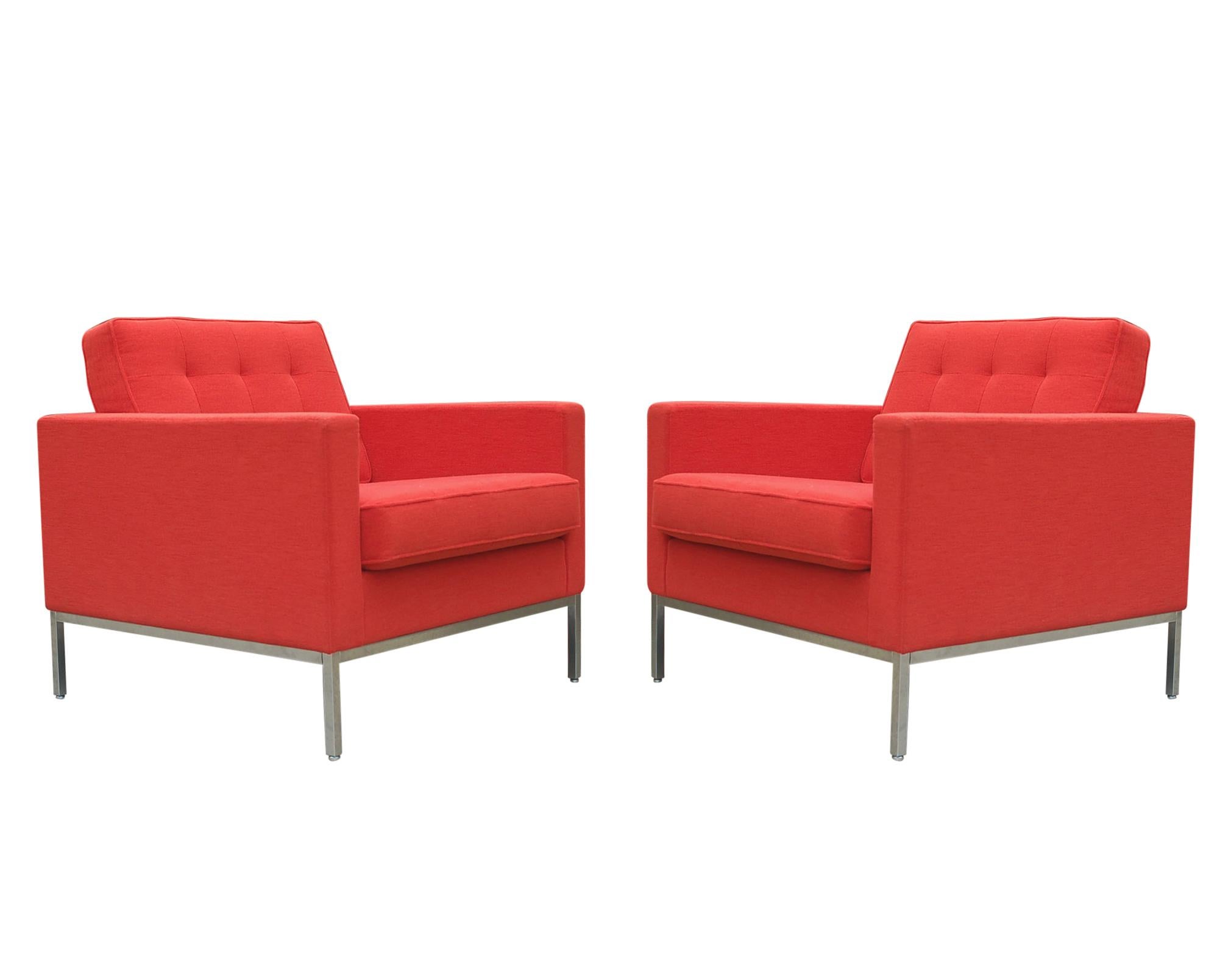 Florence Knoll for Knoll Sofa and Matching Lounge Chairs Living Room Set in Red 4