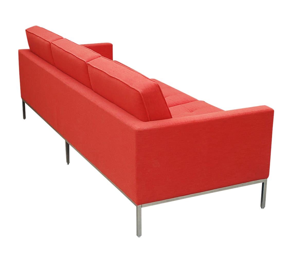 Florence Knoll for Knoll Sofa and Matching Lounge Chairs Living Room Set in Red 10