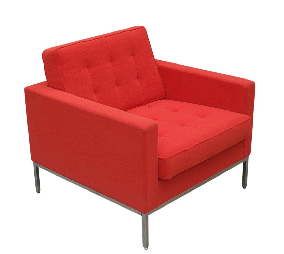 Florence Knoll for Knoll Sofa and Matching Lounge Chairs Living Room Set in Red 2