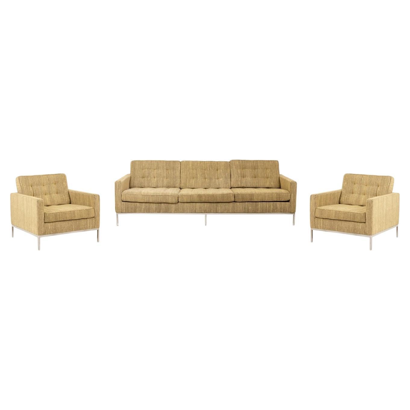 Florence Knoll, for Knoll. Sofa and pair of armchairs. 1960s-70s.