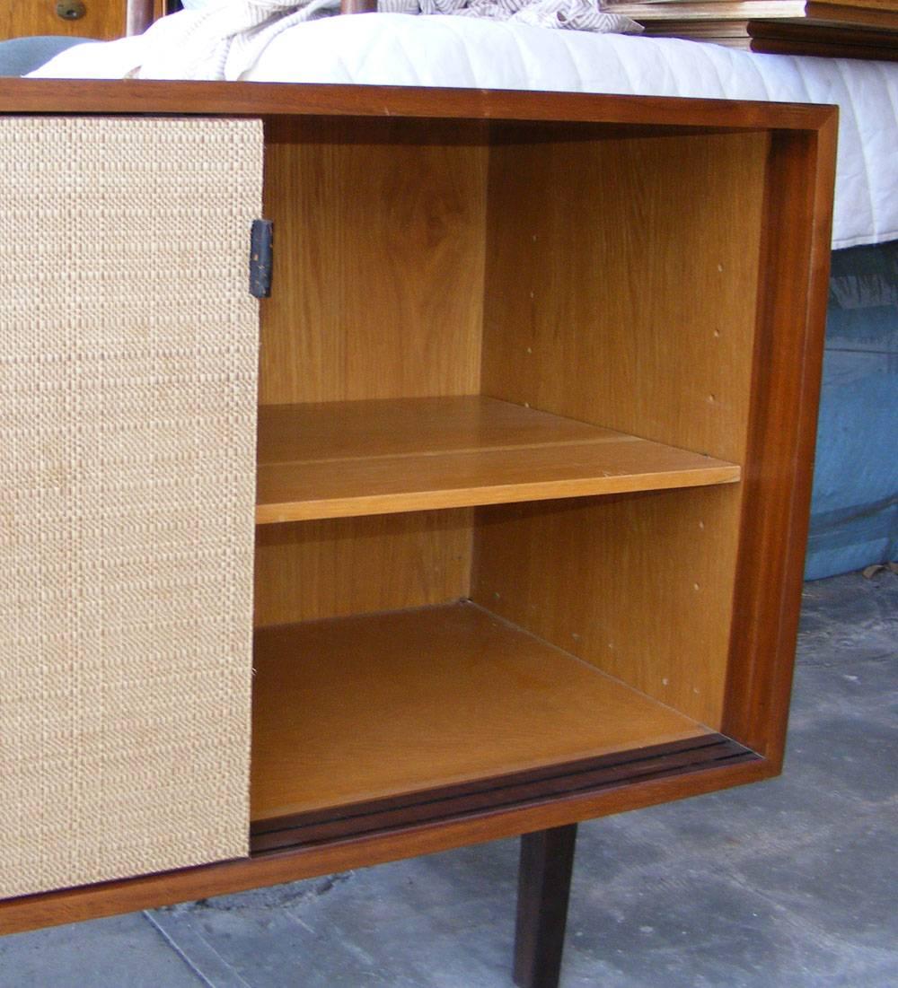Mid-20th Century 6ft Florence Knoll For Knoll Walnut And Grasscloth Credenza 