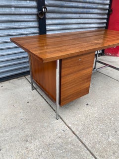 Florence Knoll for Knoll Walnut and Chrome Executive Desk