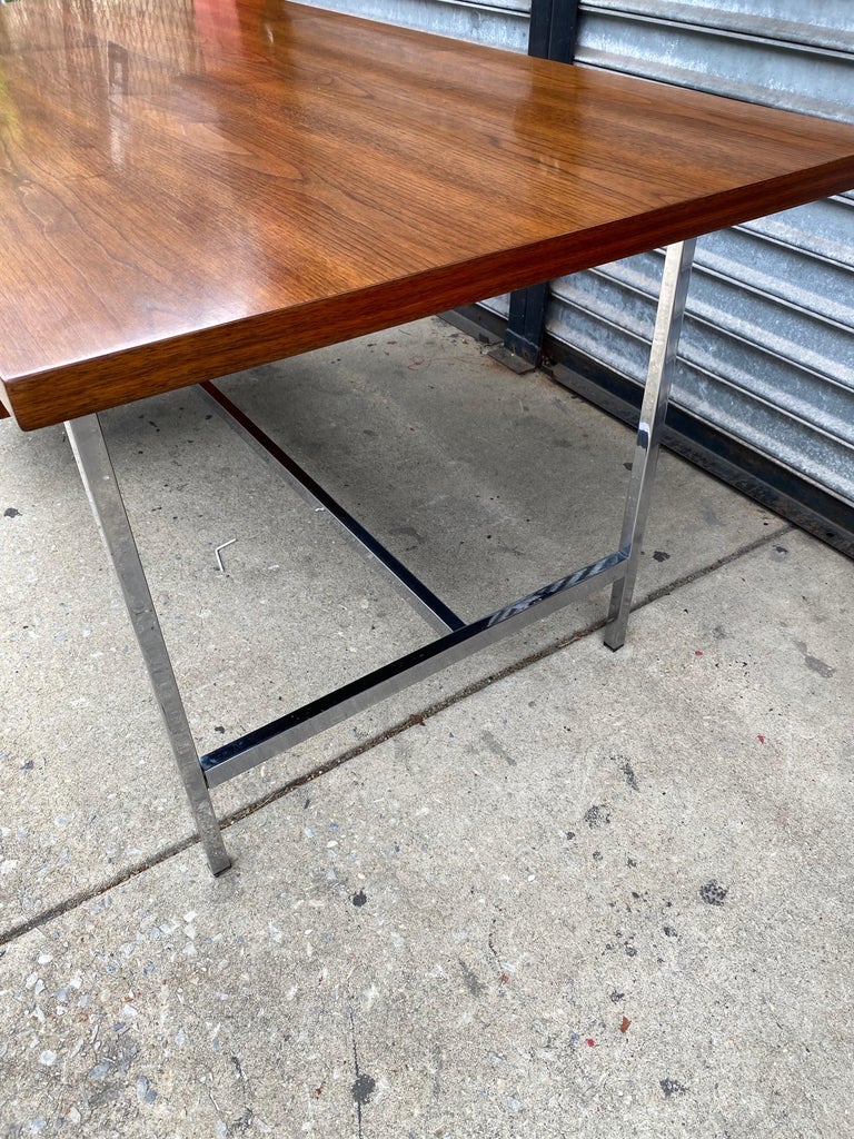 Florence Knoll for Knoll Walnut and Chrome Executive Desk For Sale at