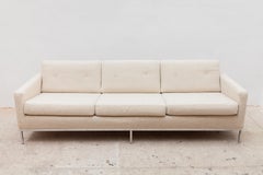 White Three-Seat Sofa and Matching Lounge Chairs, 1970s Living Room Set