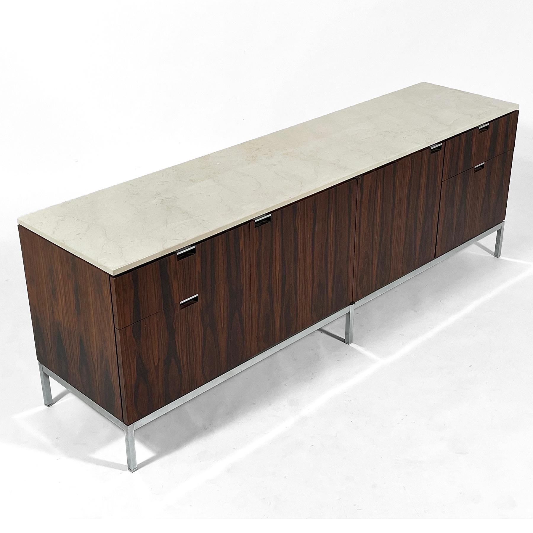 Steel Florence Knoll Four Position Rosewood Credenza For Sale