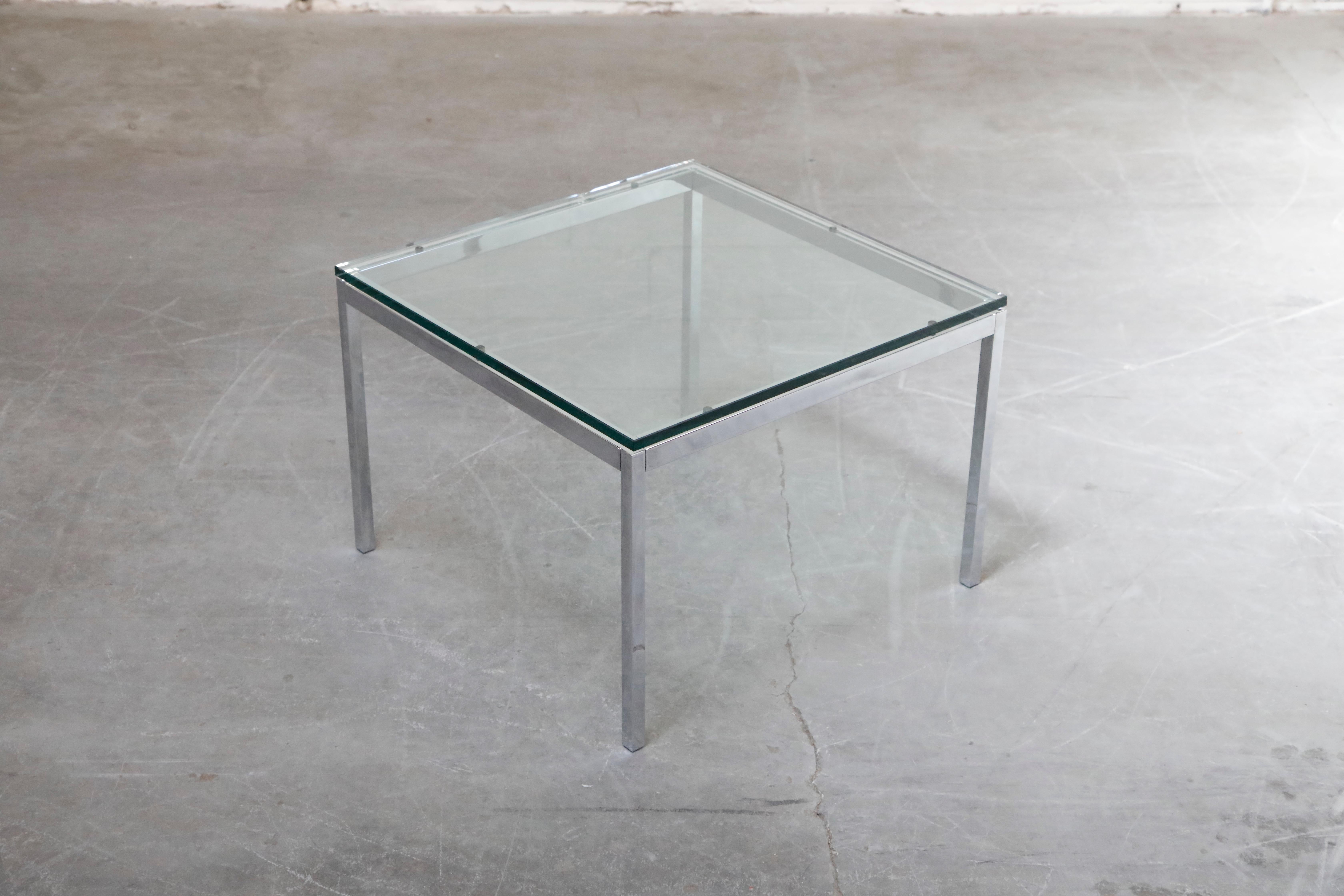 chrome glass side table