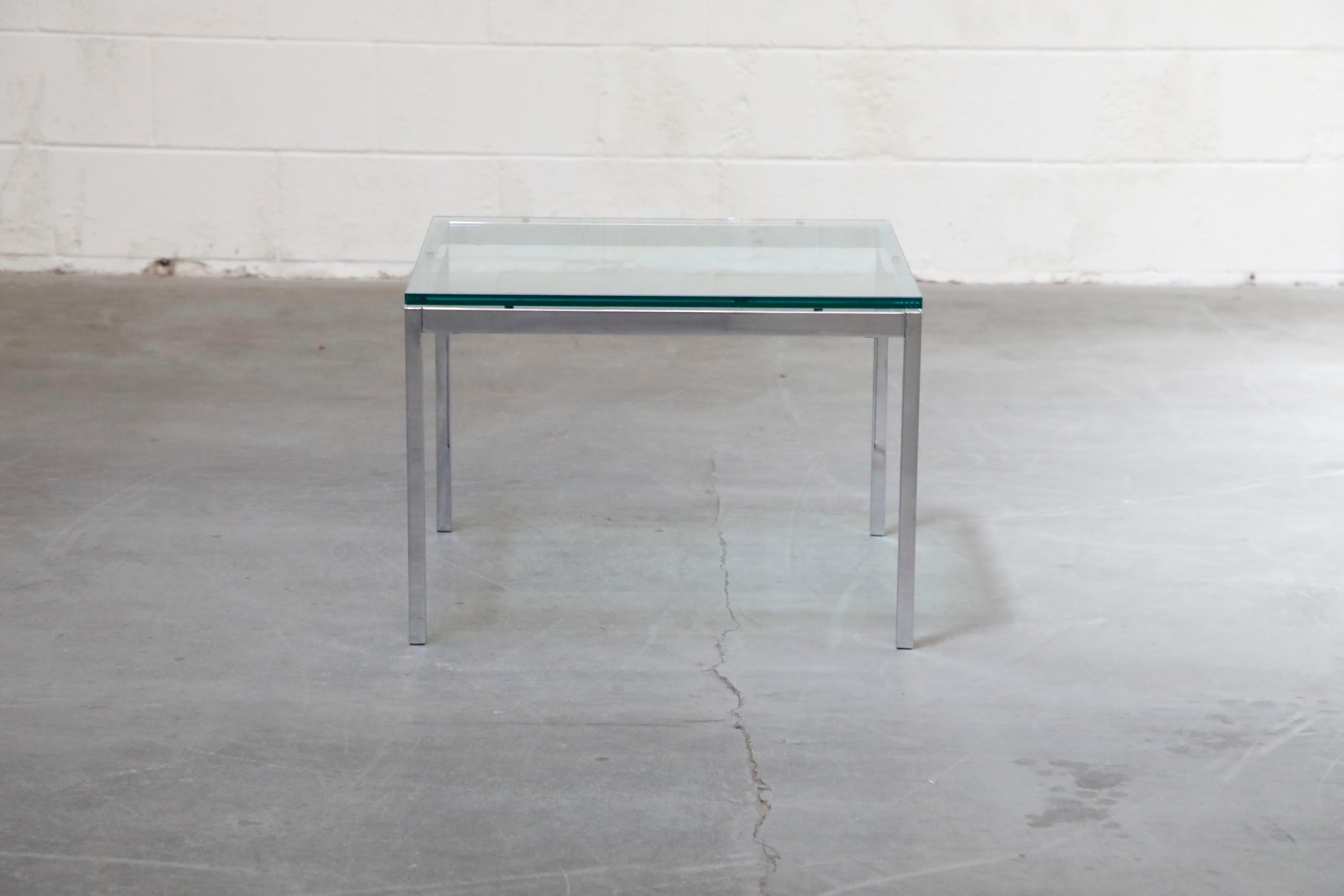 Mid-Century Modern Florence Knoll Glass and Chrome Side Table for Knoll