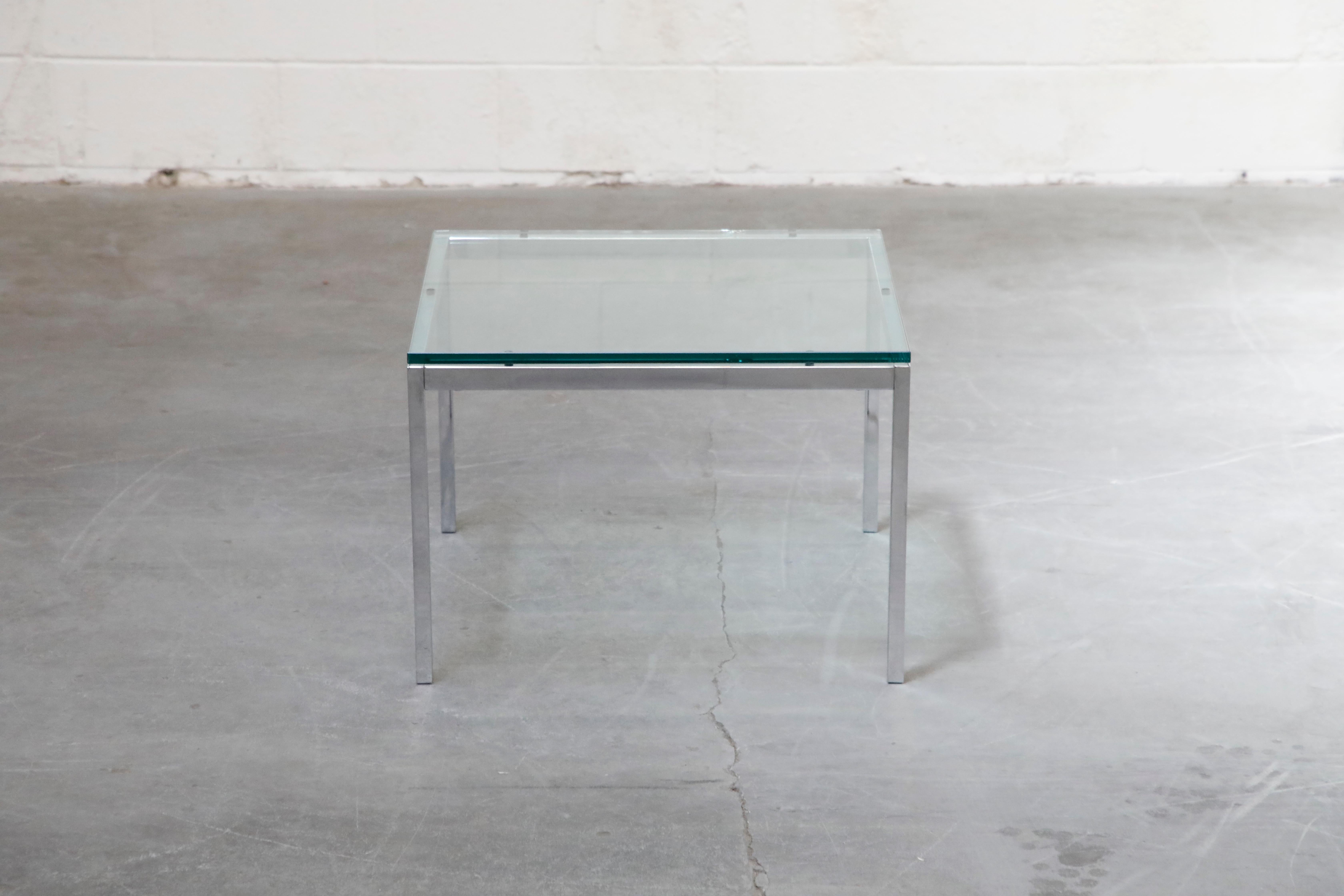American Florence Knoll Glass and Chrome Side Table for Knoll