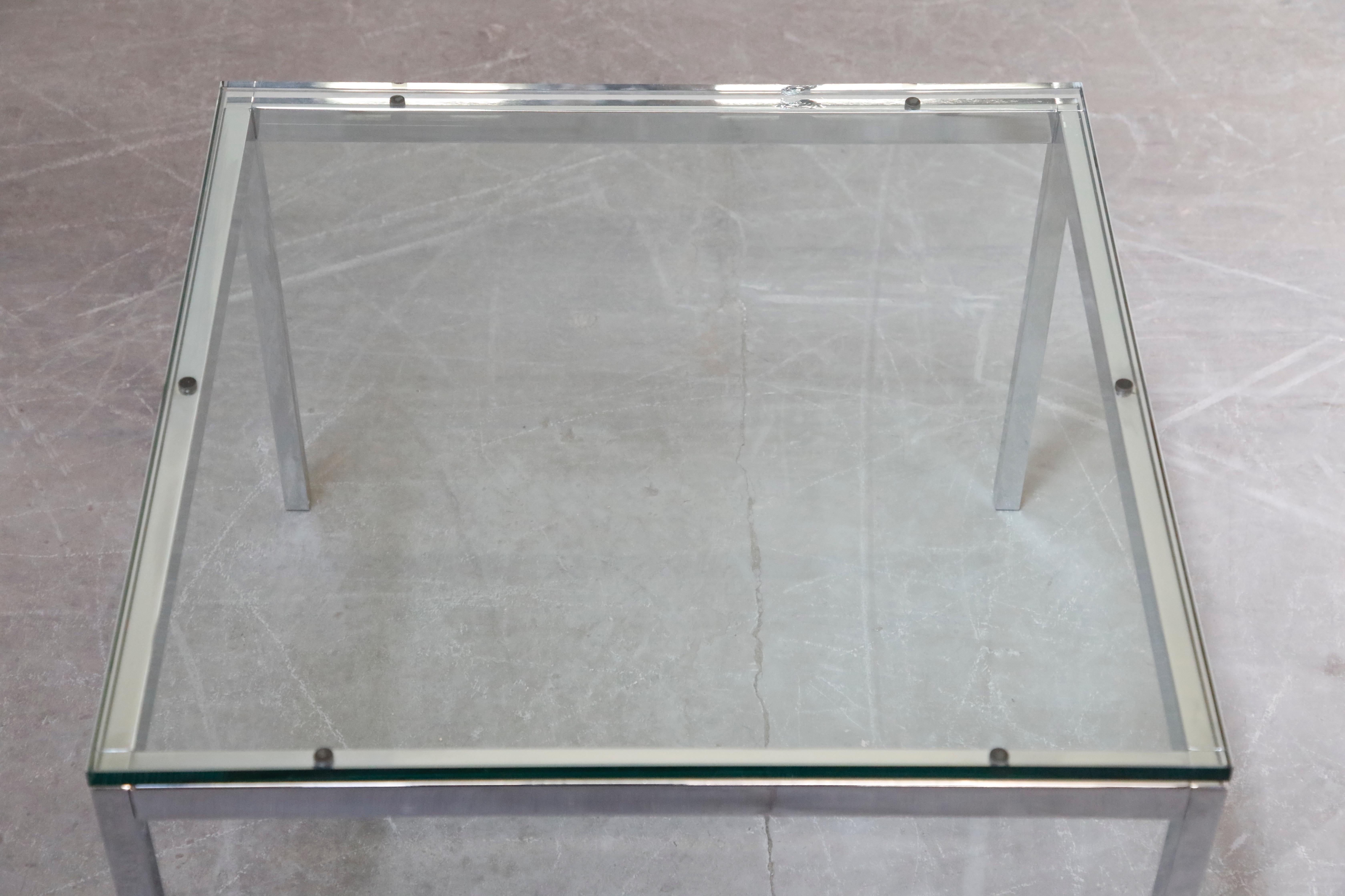 Enameled Florence Knoll Glass and Chrome Side Table for Knoll