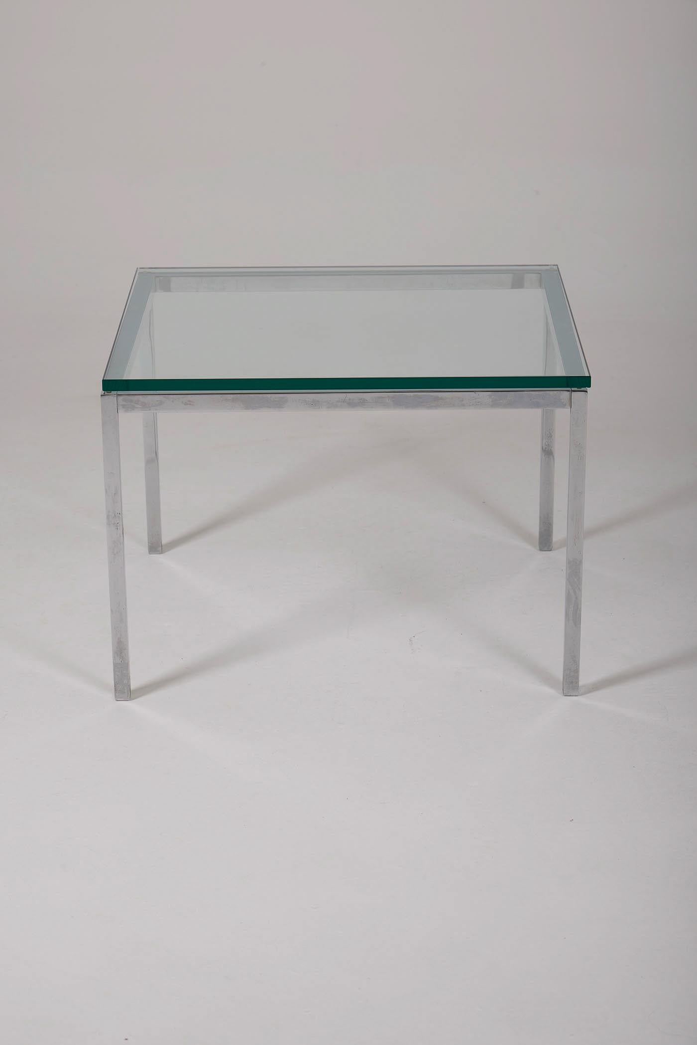 Metal Florence Knoll glass coffee table For Sale
