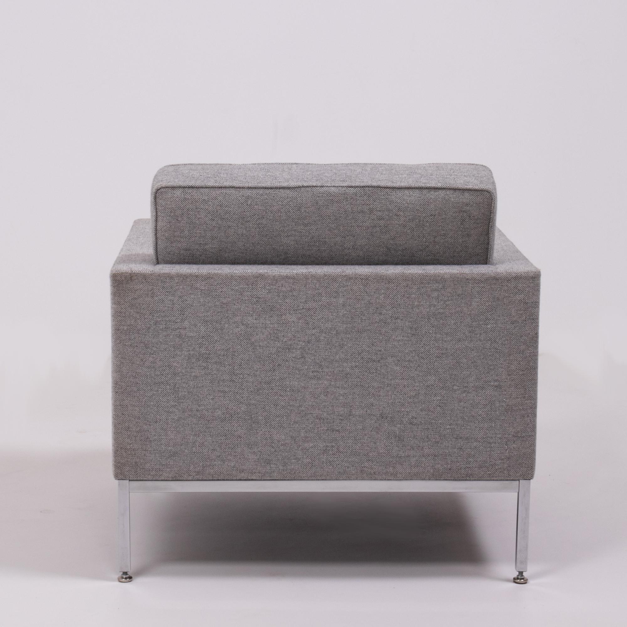 Hand-Crafted Florence Knoll Grey Tuxedo Lounge Chair