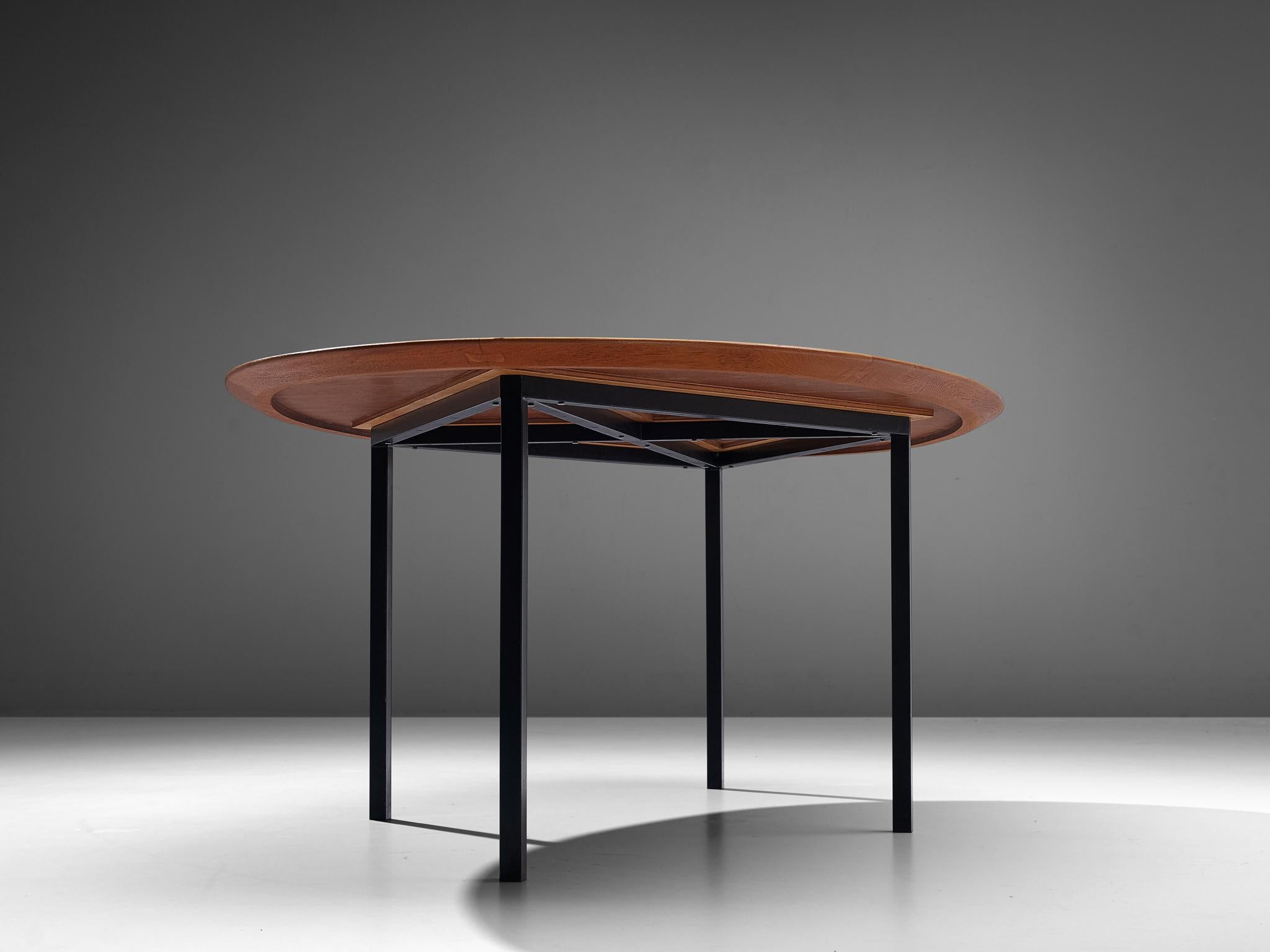 Florence Knoll for Knoll International Oval Dining Table in Teak and Metal 3