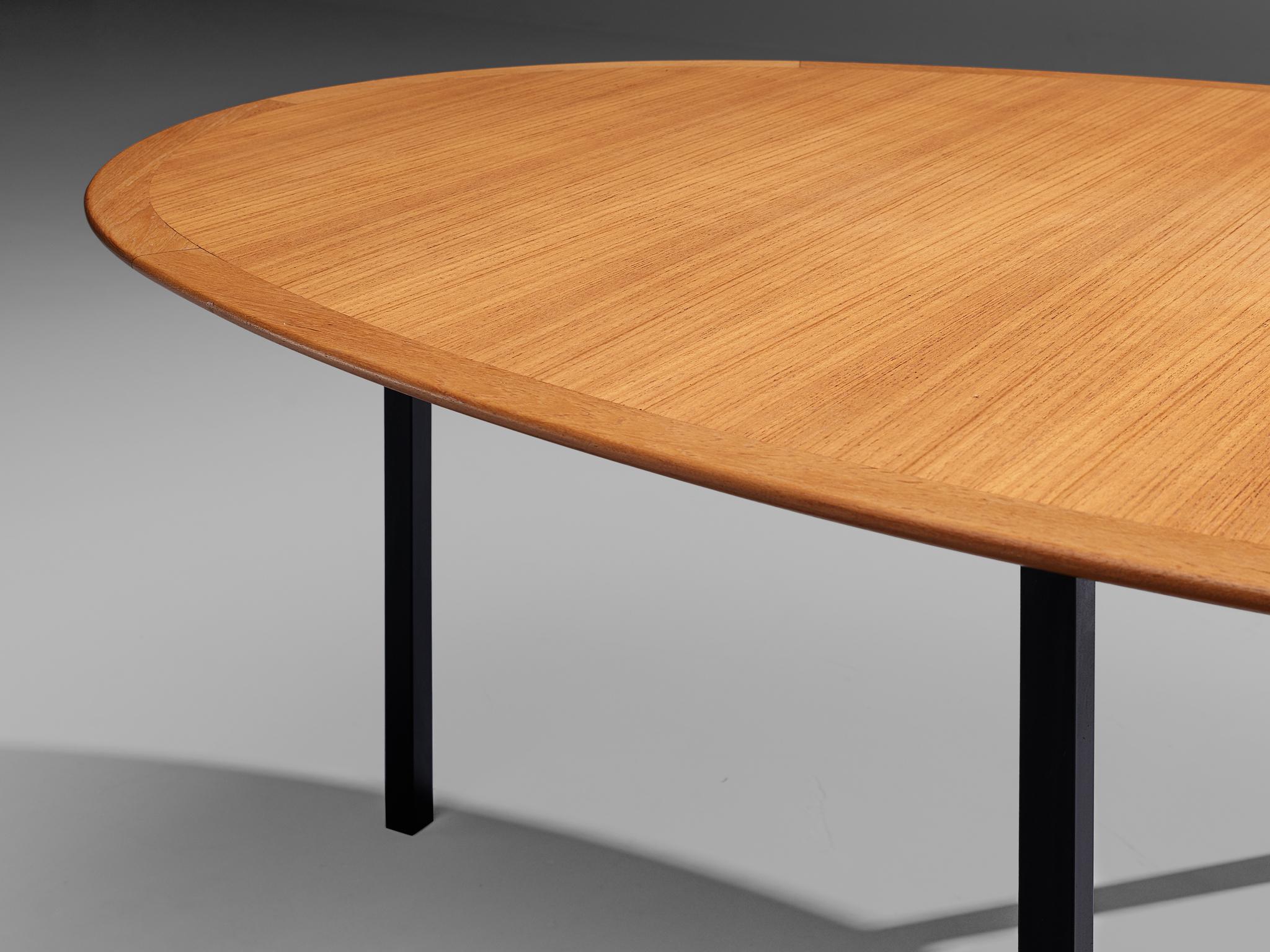Mid-20th Century Florence Knoll for Knoll International Oval Dining Table in Teak and Metal