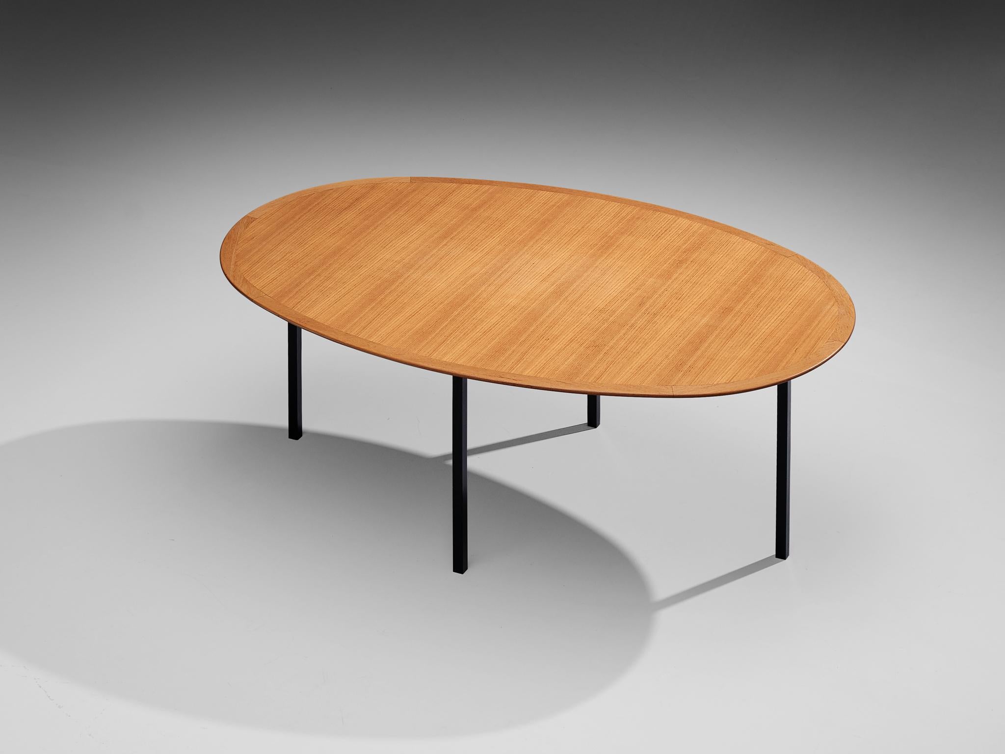 Florence Knoll for Knoll International Oval Dining Table in Teak and Metal 2