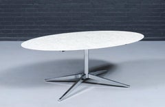 Florence Knoll Italian Carrara Marble & Chrome Dining Table or Desk