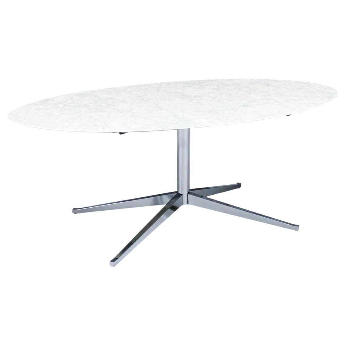 Florence Knoll Italian Carrara Marble 
Chrome Dining Table or Desk For Sale
