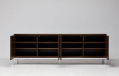 Florence Knoll - Knoll International Dark European Walnut Cabinet, Chromed Frame