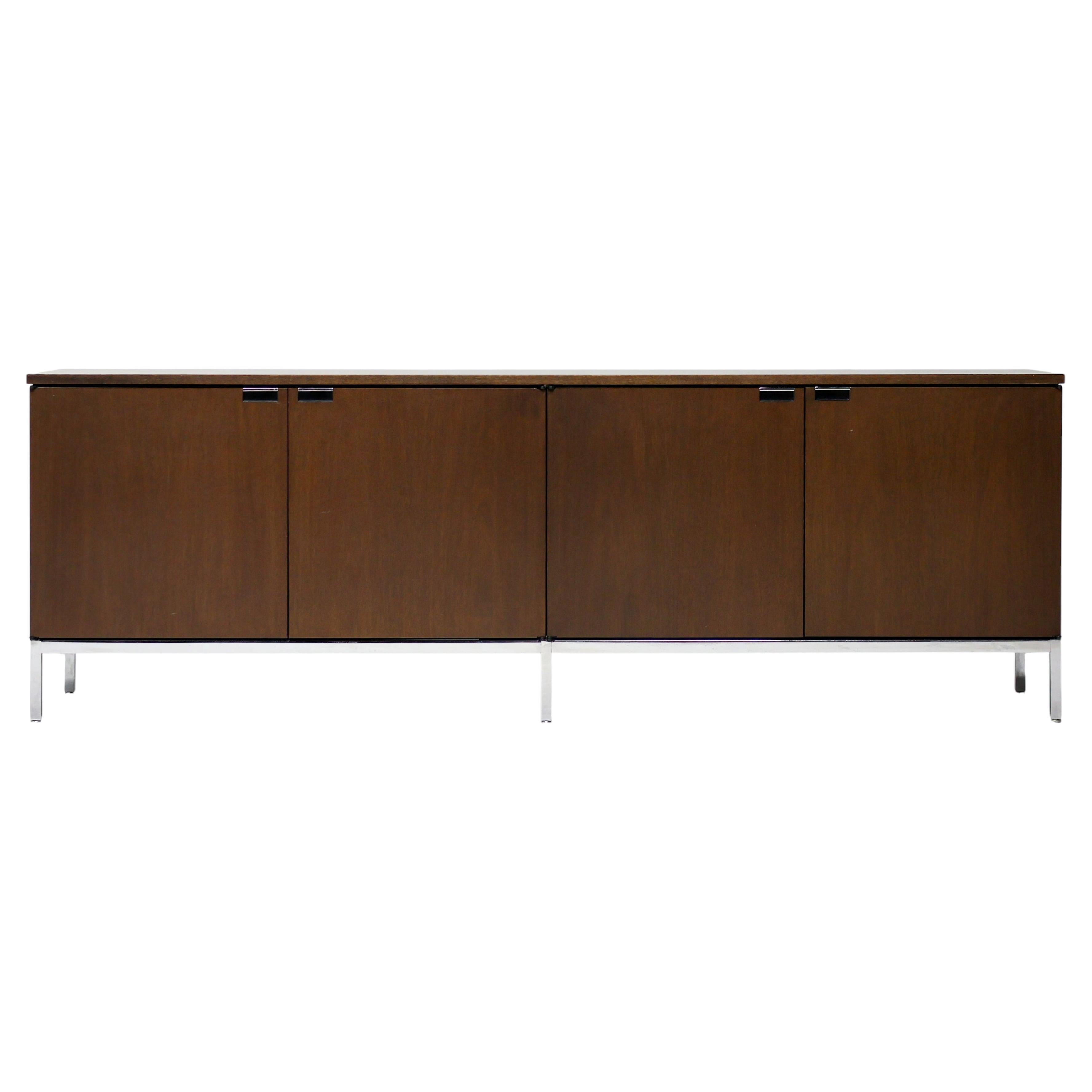 Florence Knoll - Knoll International Dark European Walnut Cabinet, Chromed Frame