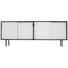 Vintage Florence Knoll Large Black and White Lacquered Credenza