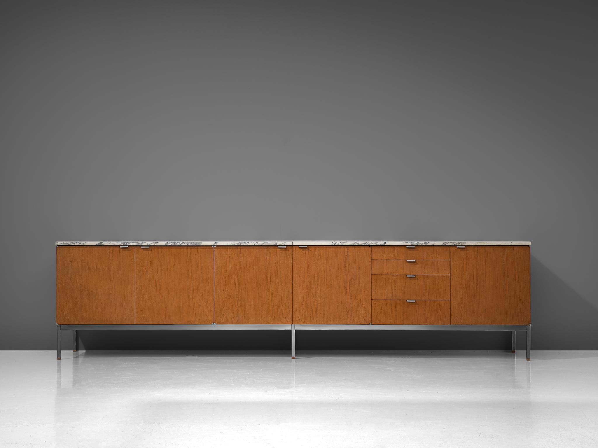 Florence Knoll Large Sideboard in Teak and Marble In Good Condition In Waalwijk, NL