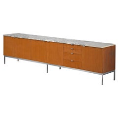 Florence Knoll Large Sideboard in Teak and Marble