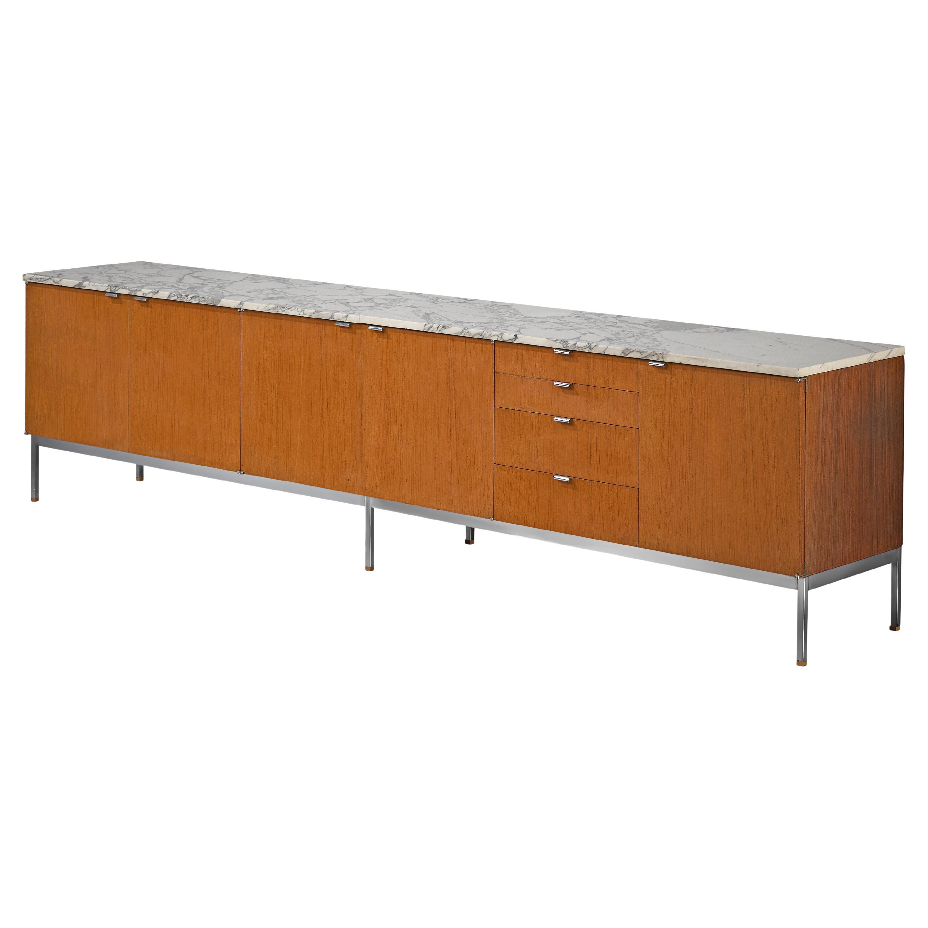 Florence Knoll Large Sideboard in Teak and Marble