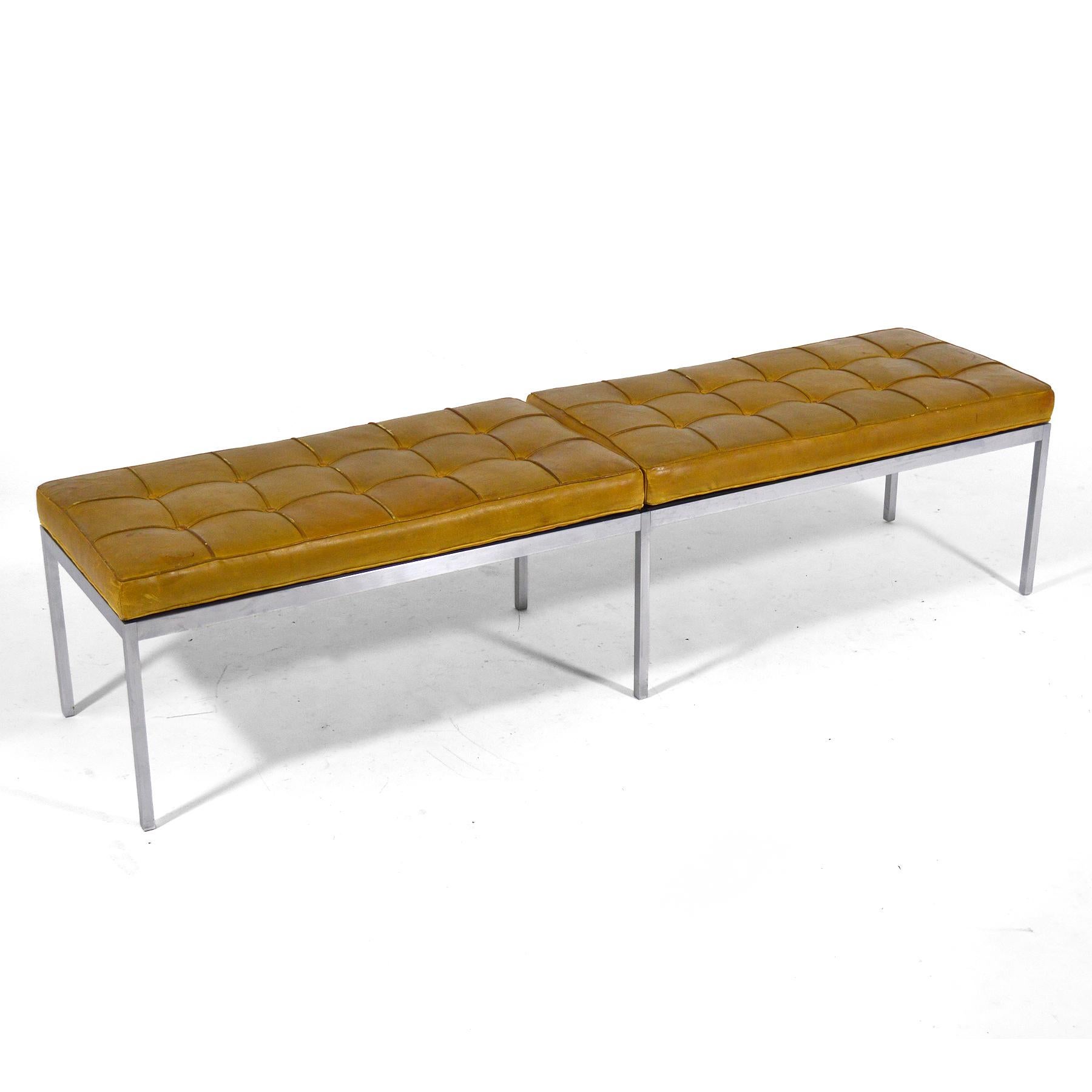 This upholstered bench is one the advanced collector will appreciate. It typifies Florence Knoll's designs aesthetic: refined, understated, with exceptional details and quality materials and construction. Florence learned from Mies the principals of