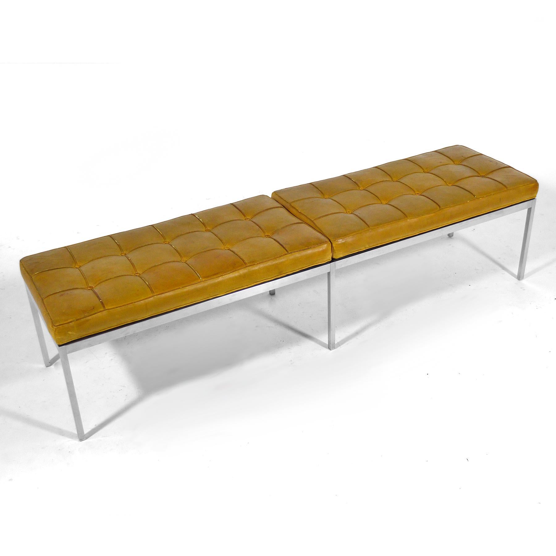 Florence Knoll Leather Bench In Good Condition In Highland, IN