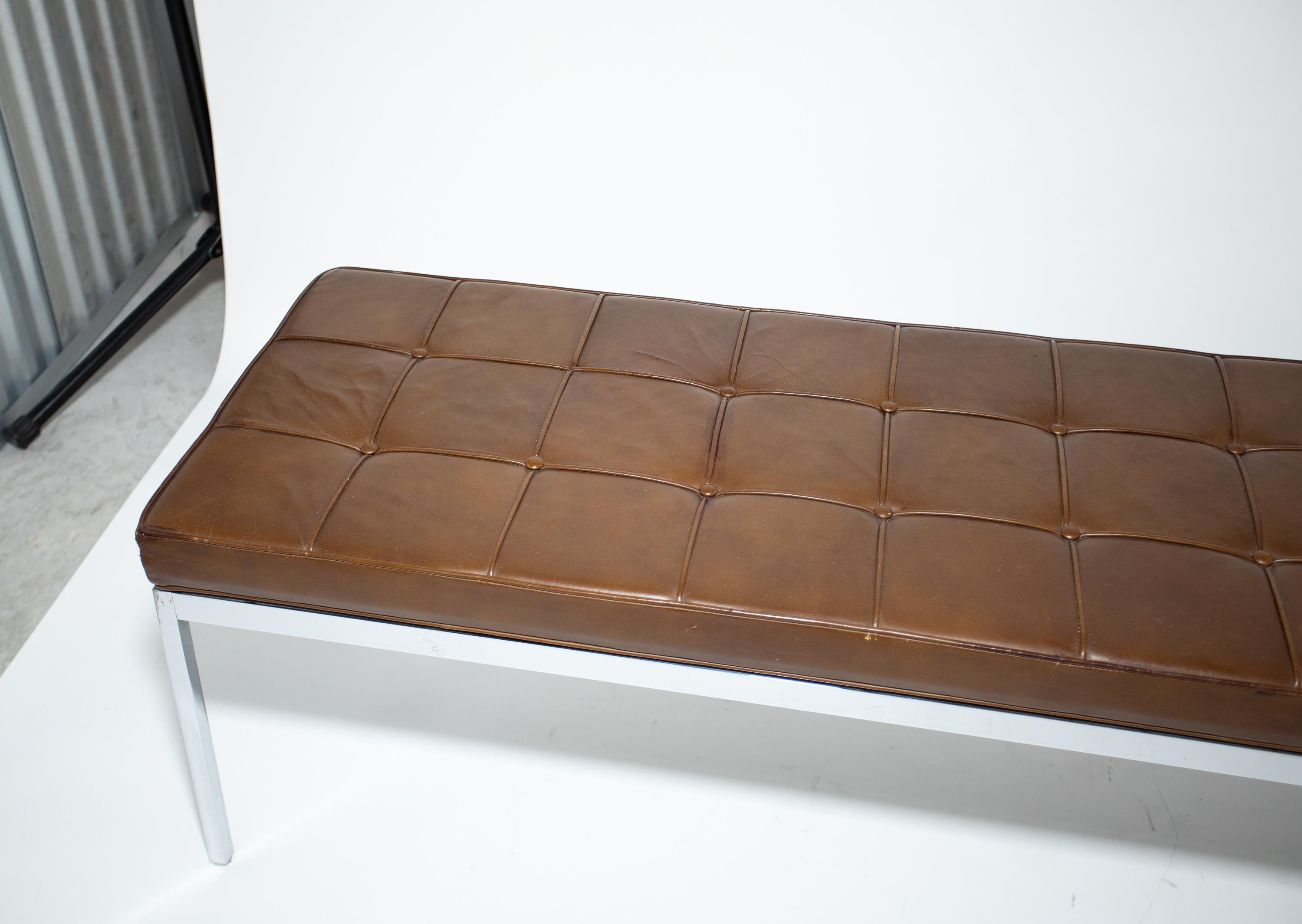 Florence Knoll Leather Bench For Sale 4