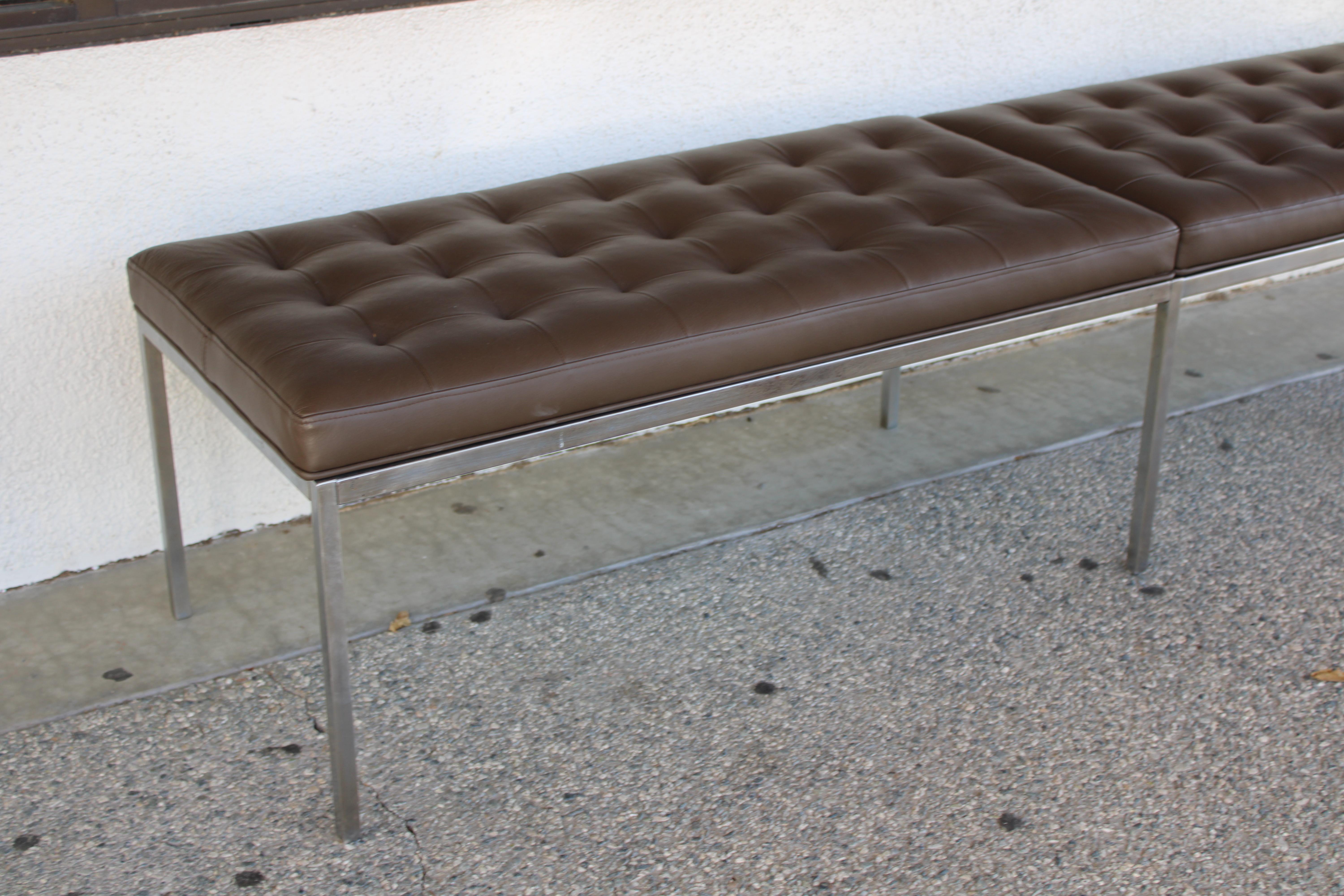 American Florence Knoll Leather Bench, Knoll Associates Inc. For Sale