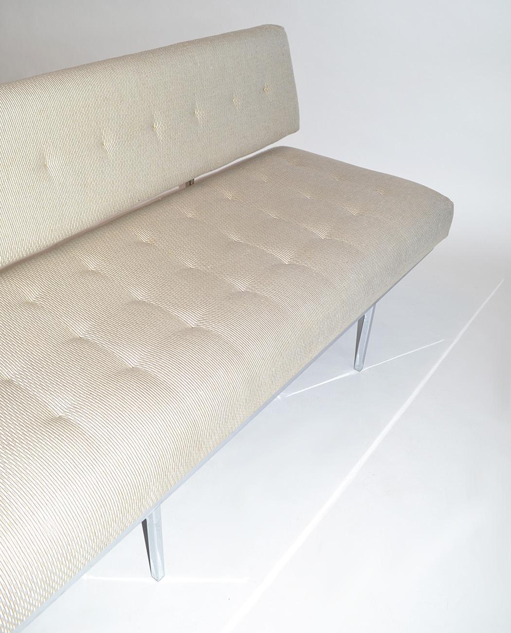 tubular chrome frame terracotta fabric sarah sofa