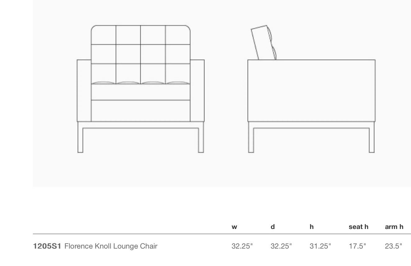 Chaise longue Florence Knoll par Florence Knoll, 1954. 
Réchauffée par la couleur et la texture, la Florence Knoll Lounge Chair est une traduction à échelle réduite du rythme et des proportions de l'architecture moderne du milieu du siècle dernier.