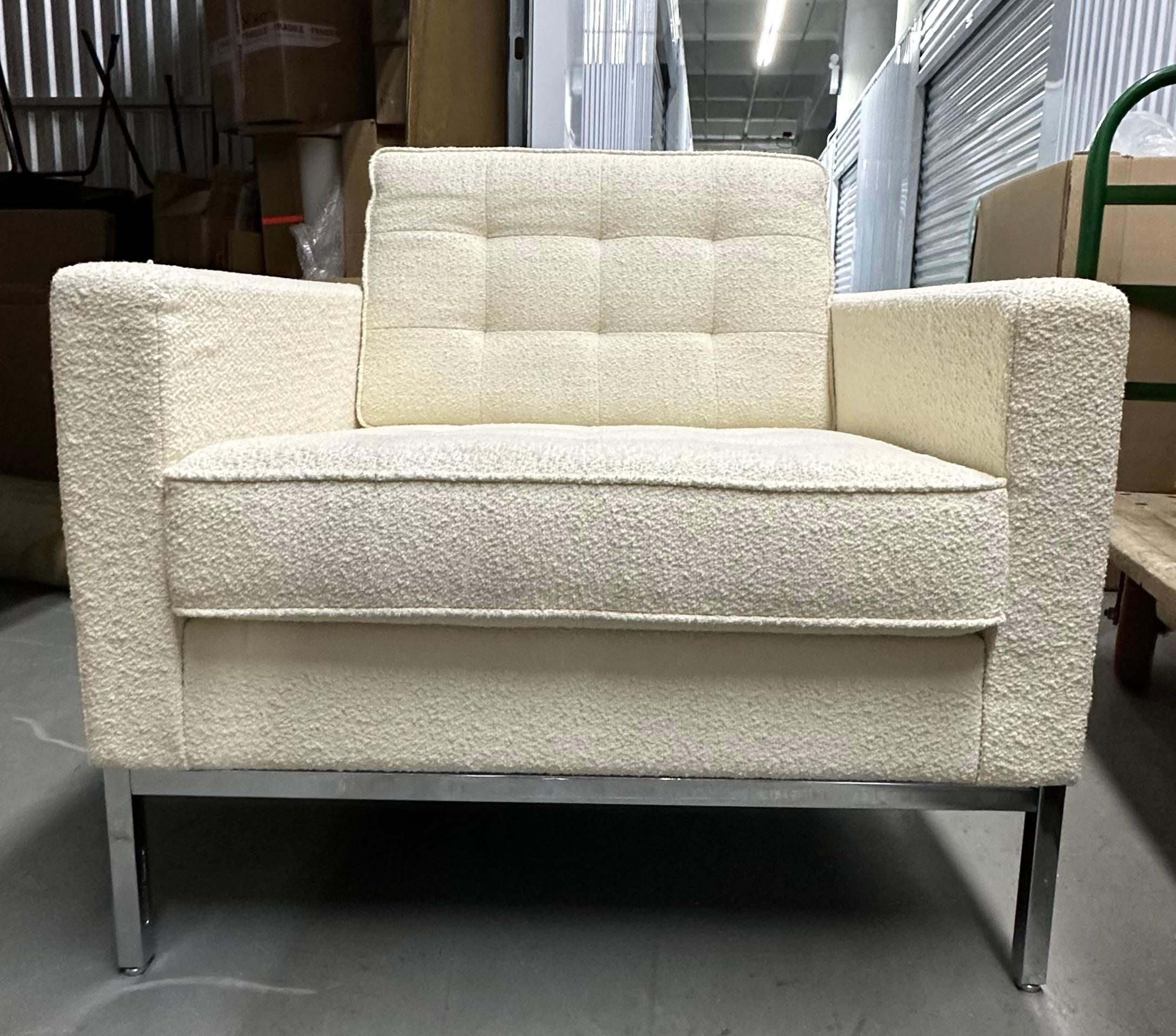 Florence Knoll Lounge Chair, Knoll International, Cream Wool Bouclé, USA. 5
