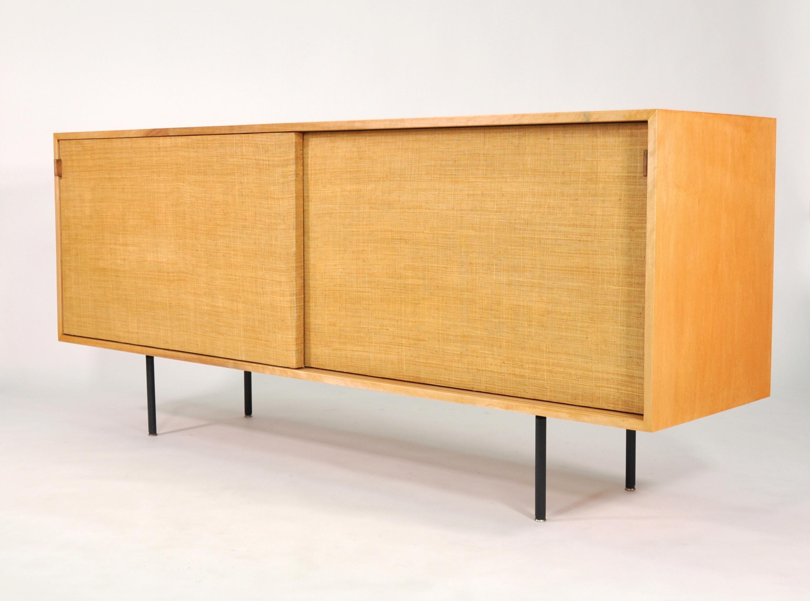 Mid-Century Modern Florence Knoll Maple and Seagrass Credenza