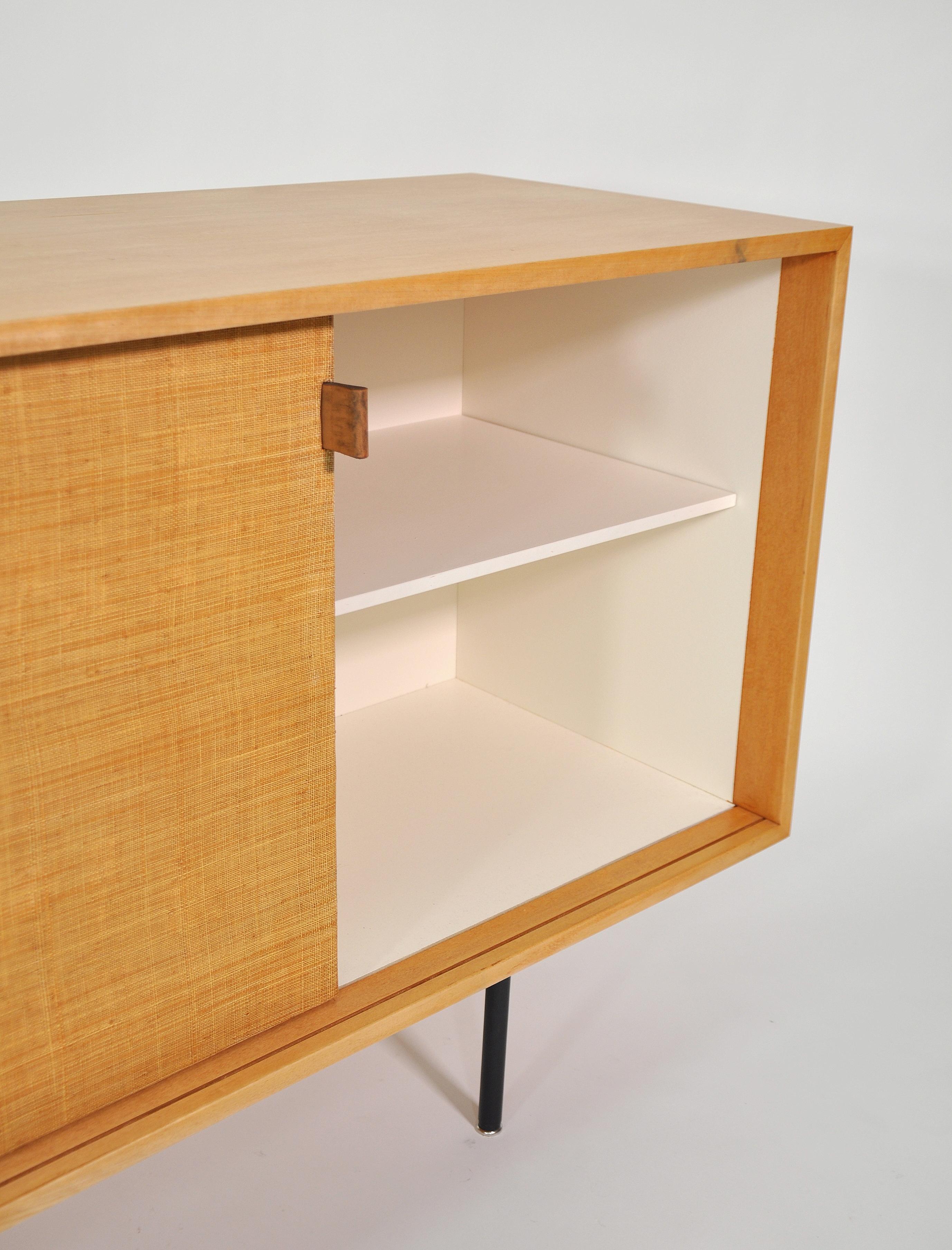 Florence Knoll Maple and Seagrass Credenza In Good Condition In Miami, FL