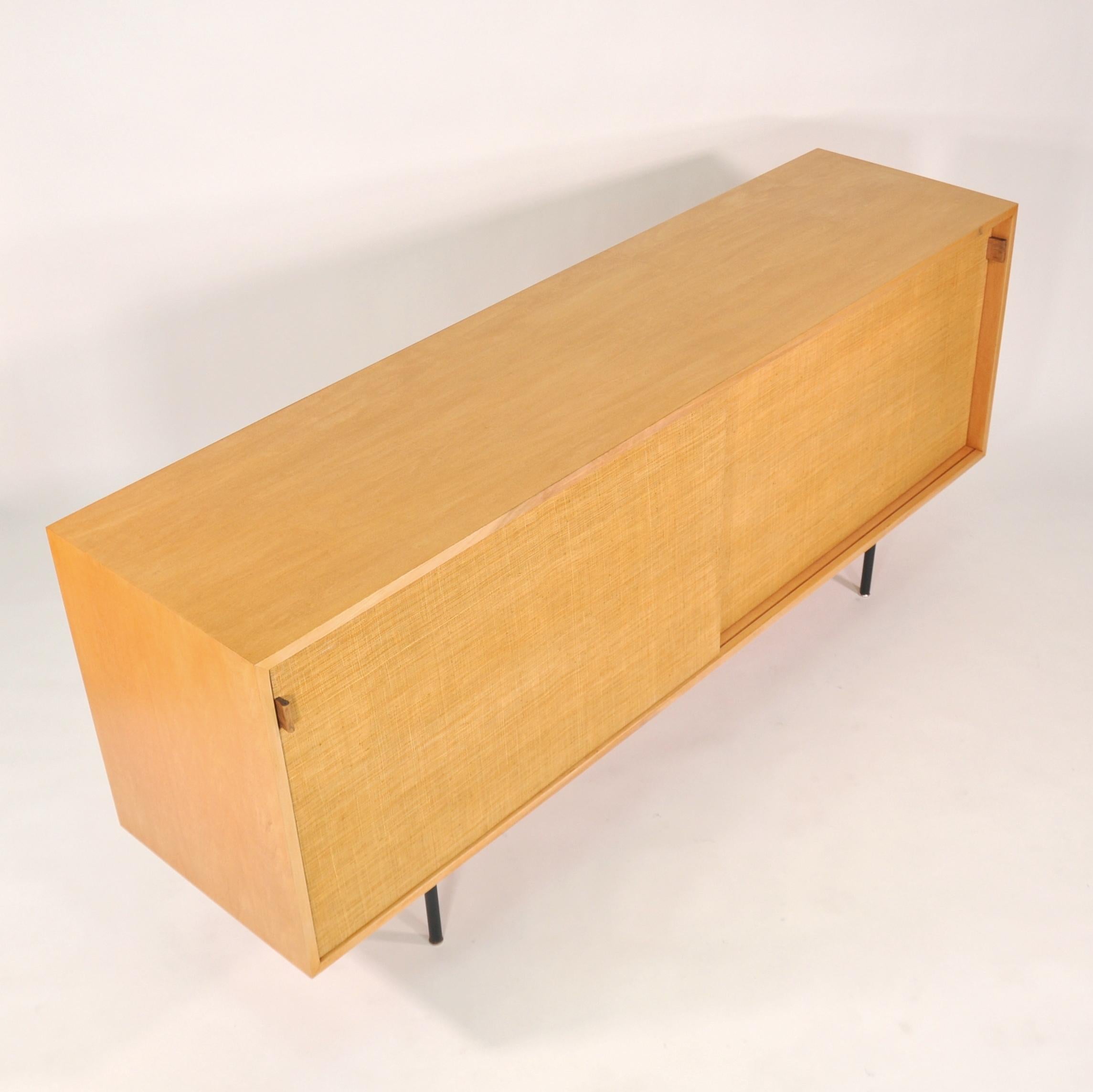 Contemporary Florence Knoll Maple and Seagrass Credenza